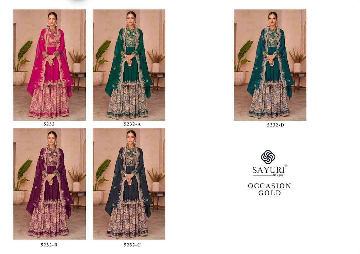 Occasion Gold By Sayuri 5232 To 5232-D Series Beautiful Festive Suits Stylish Fancy Colorful Party Wear & Occasional Wear Silk Embroidered Dresses At Wholesale Price