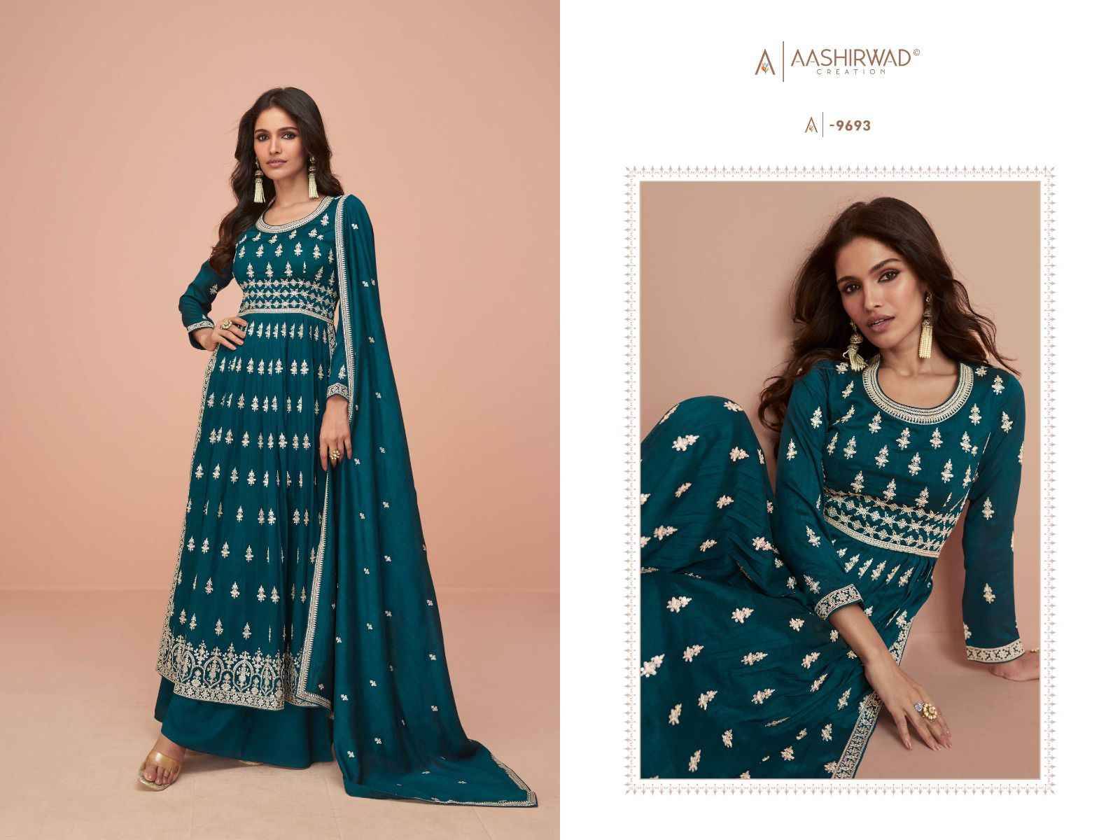 Suhani By Aashirwad Creation 9690 To 9694 Series Beautiful Sharara Suits Stylish Fancy Colorful Party Wear & Occasional Wear Premium Silk Embroidered Dresses At Wholesale Price