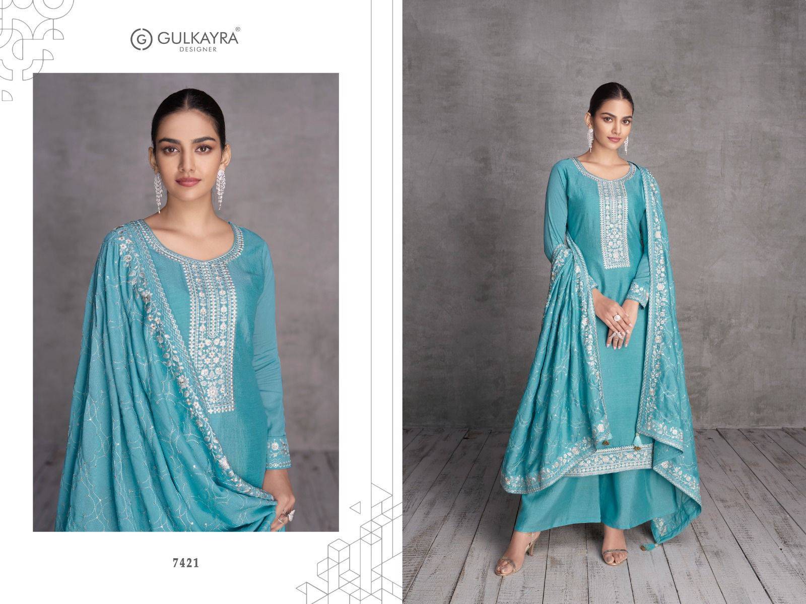 Zoya By Gulkayra Designer 7421 To 7424 Series Beautiful Sharara Suits Stylish Fancy Colorful Party Wear & Occasional Wear Silk Embroidered Dresses At Wholesale Price
