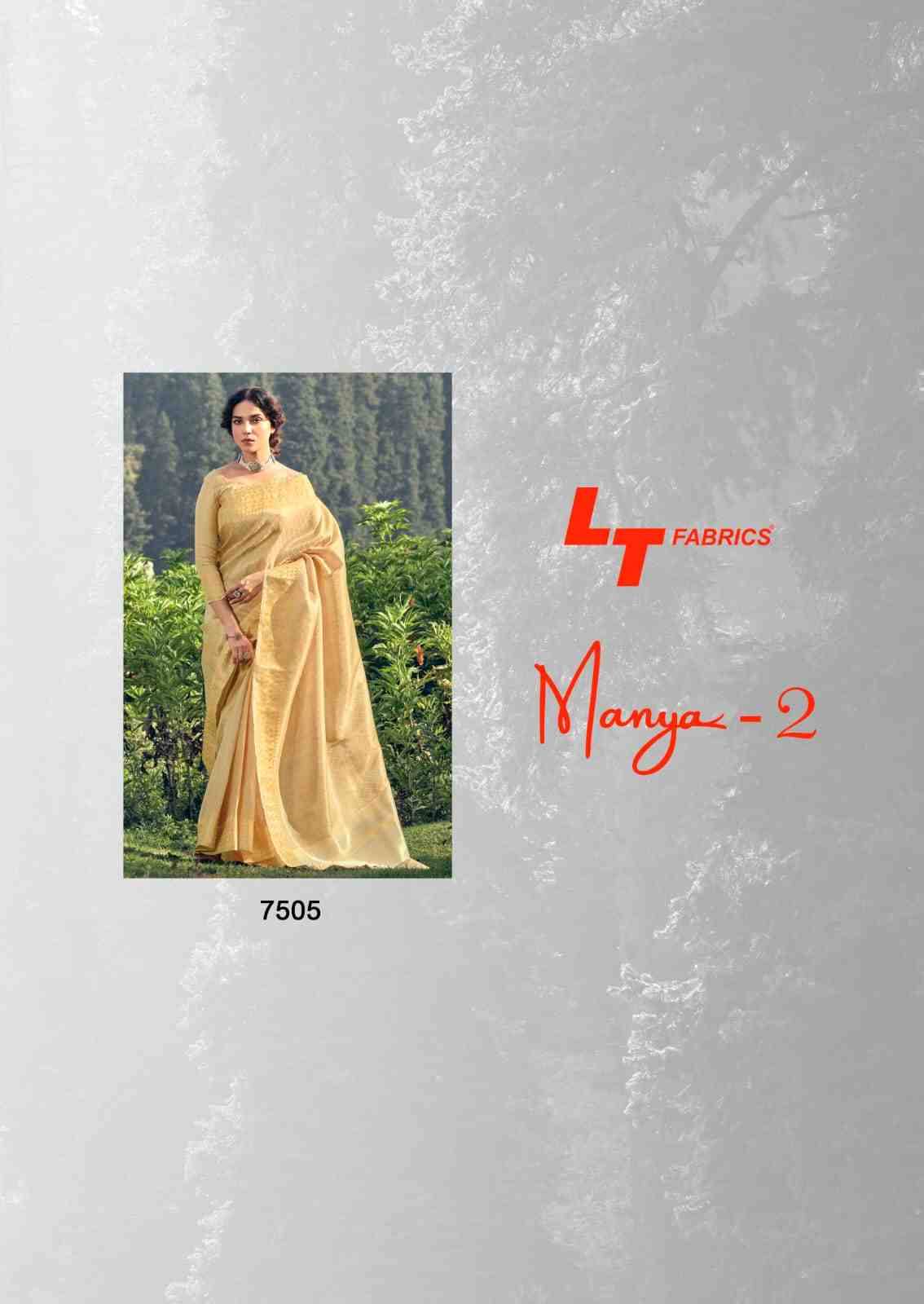 Manya Vol-2 By LT Fabrics 7501 To 7505 Series Indian Traditional Wear Collection Beautiful Stylish Fancy Colorful Party Wear & Occasional Wear Linen Tissue Sarees At Wholesale Price