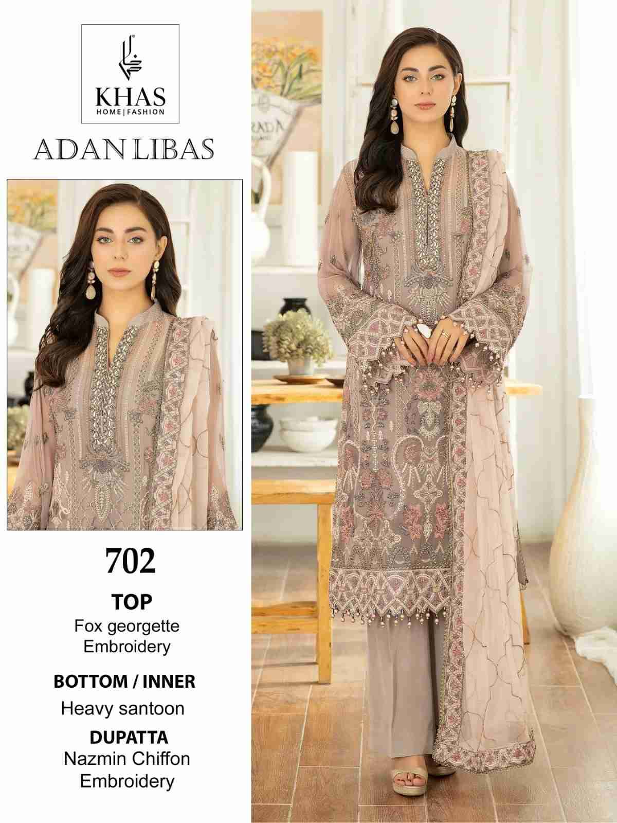 Adan Libas By Khas 702 To 704 Series Designer Pakistani Suits Beautiful Stylish Fancy Colorful Party Wear & Occasional Wear Faux Georgette With Embroidery Dresses At Wholesale Price