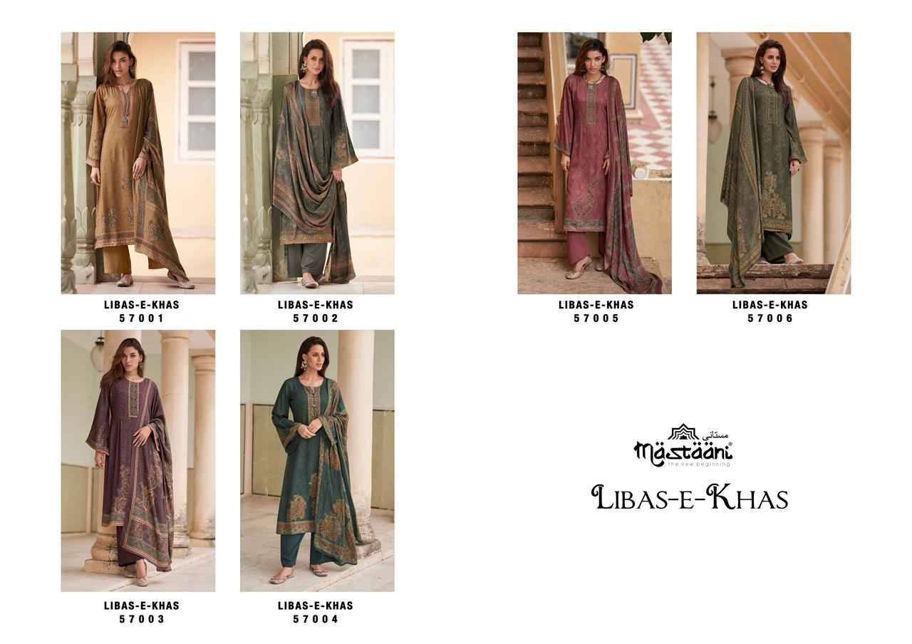 Libas-E-Khas By Mastaani 57001 To 57006 Series Beautiful Stylish Festive Suits Fancy Colorful Casual Wear & Ethnic Wear & Ready To Wear Pure Viscose Pashmina Print With Work Dresses At Wholesale Price