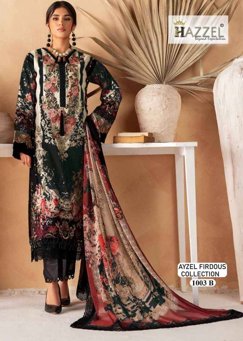 Ayzel Firdous Collection 1003 Colours By Hazzel 1003-A To 1003-E Series Beautiful Pakistani Suits Colorful Stylish Fancy Casual Wear & Ethnic Wear Pure Cotton Print With Embroidered Dresses At Wholesale Price