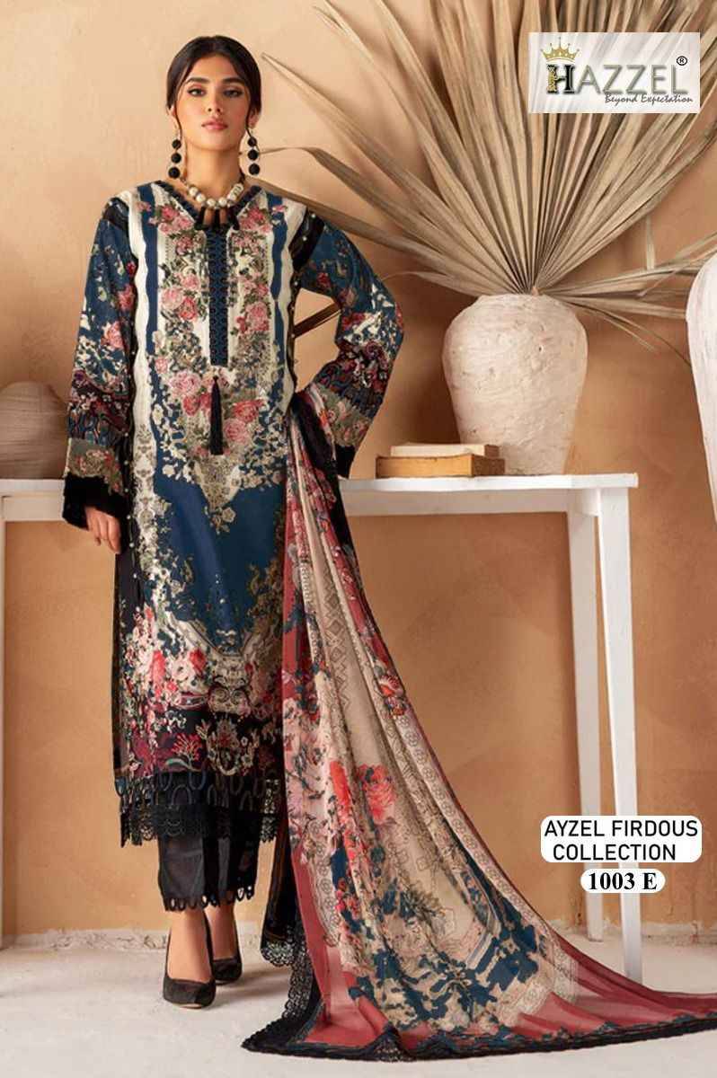 Ayzel Firdous Collection 1003 Colours By Hazzel 1003-A To 1003-E Series Beautiful Pakistani Suits Colorful Stylish Fancy Casual Wear & Ethnic Wear Pure Cotton Print With Embroidered Dresses At Wholesale Price