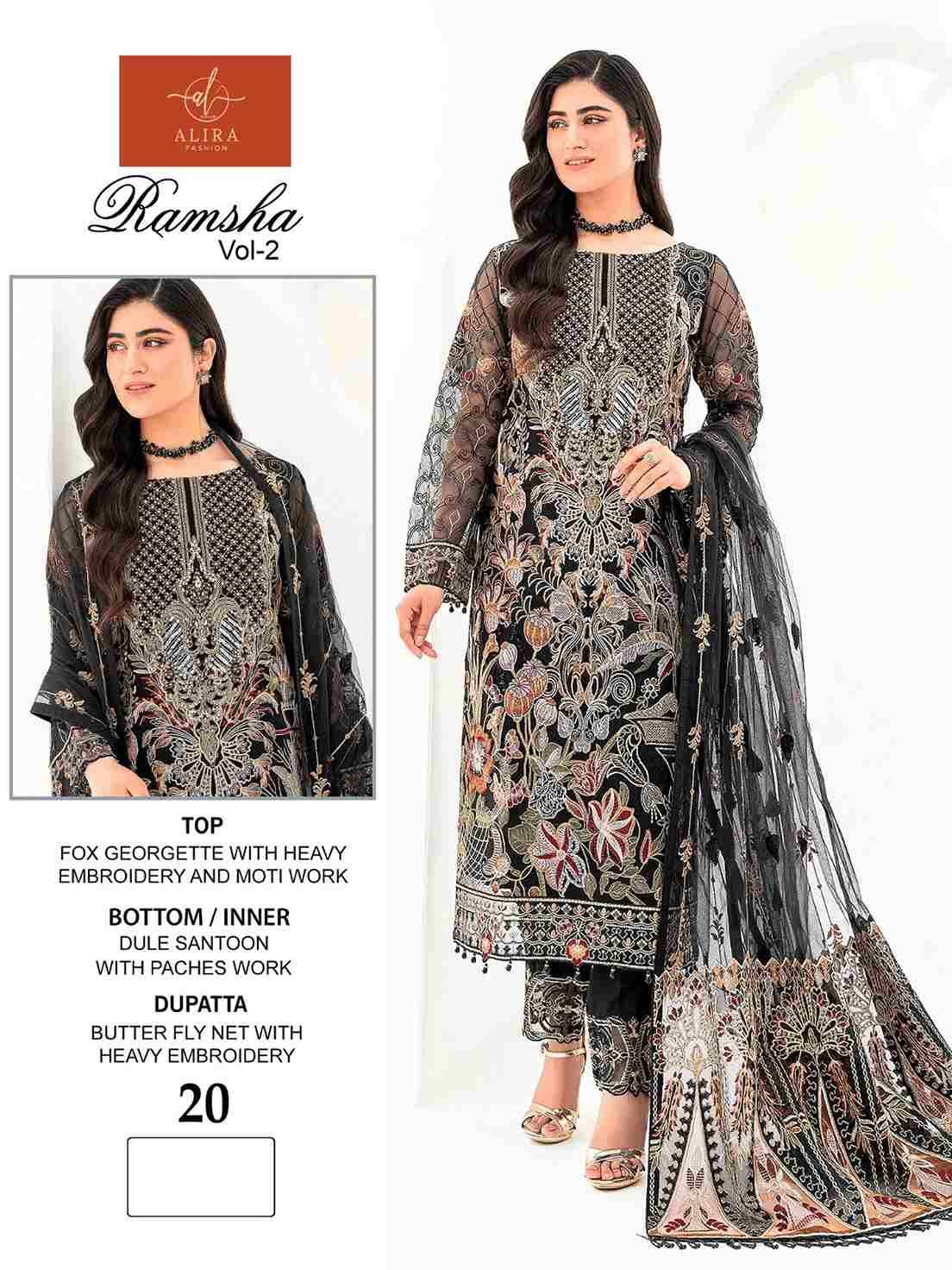 Ramsha Vol-2 By Alira 20 To 22 Series Beautiful Pakistani Suits Colorful Stylish Fancy Casual Wear & Ethnic Wear Georgette With Embroidered Dresses At Wholesale Price