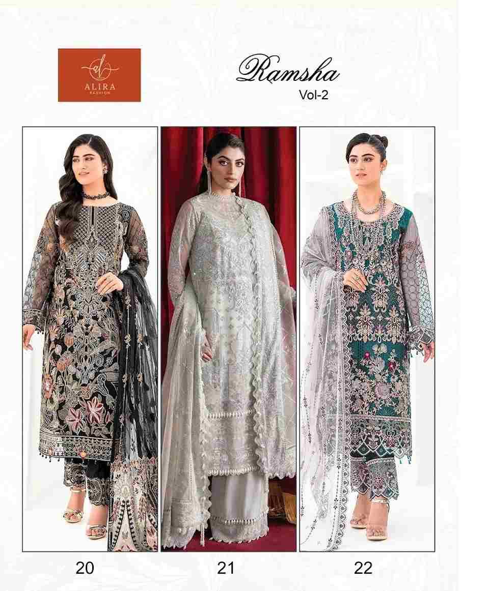Ramsha Vol-2 By Alira 20 To 22 Series Beautiful Pakistani Suits Colorful Stylish Fancy Casual Wear & Ethnic Wear Georgette With Embroidered Dresses At Wholesale Price