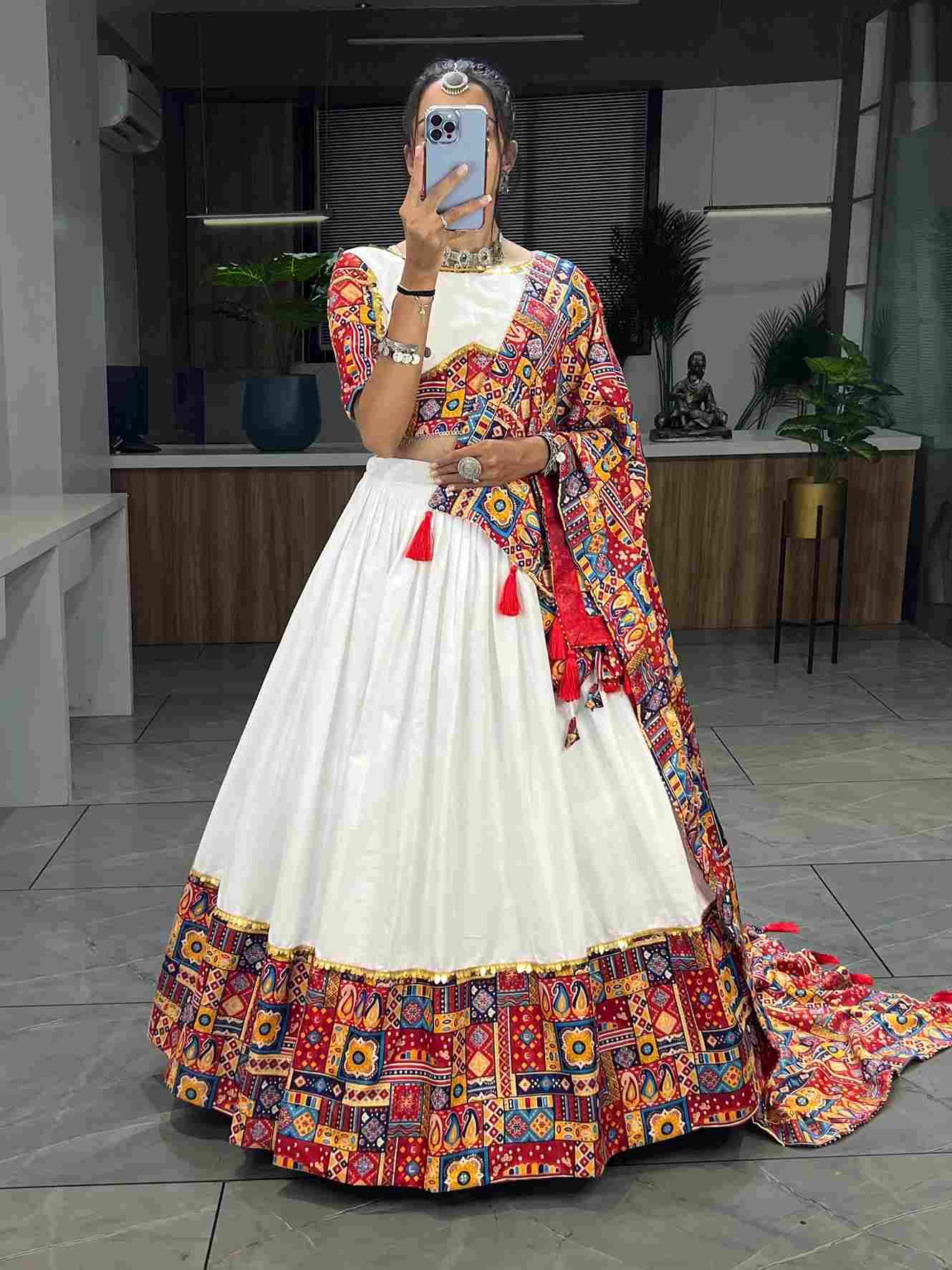 Gr-7113 By Fashid Wholesale 01 To 02 Series Navratri Wear Collection Beautiful Stylish Colorful Fancy Party Wear & Occasional Wear Pure Cotton Lehengas At Wholesale Price