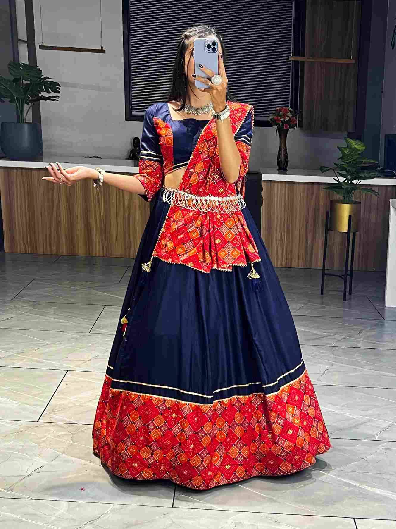 G-7099 By Fashid Wholesale Navratri Wear Collection Beautiful Stylish Colorful Fancy Party Wear & Occasional Wear Rayon Cotton Lehengas At Wholesale Price