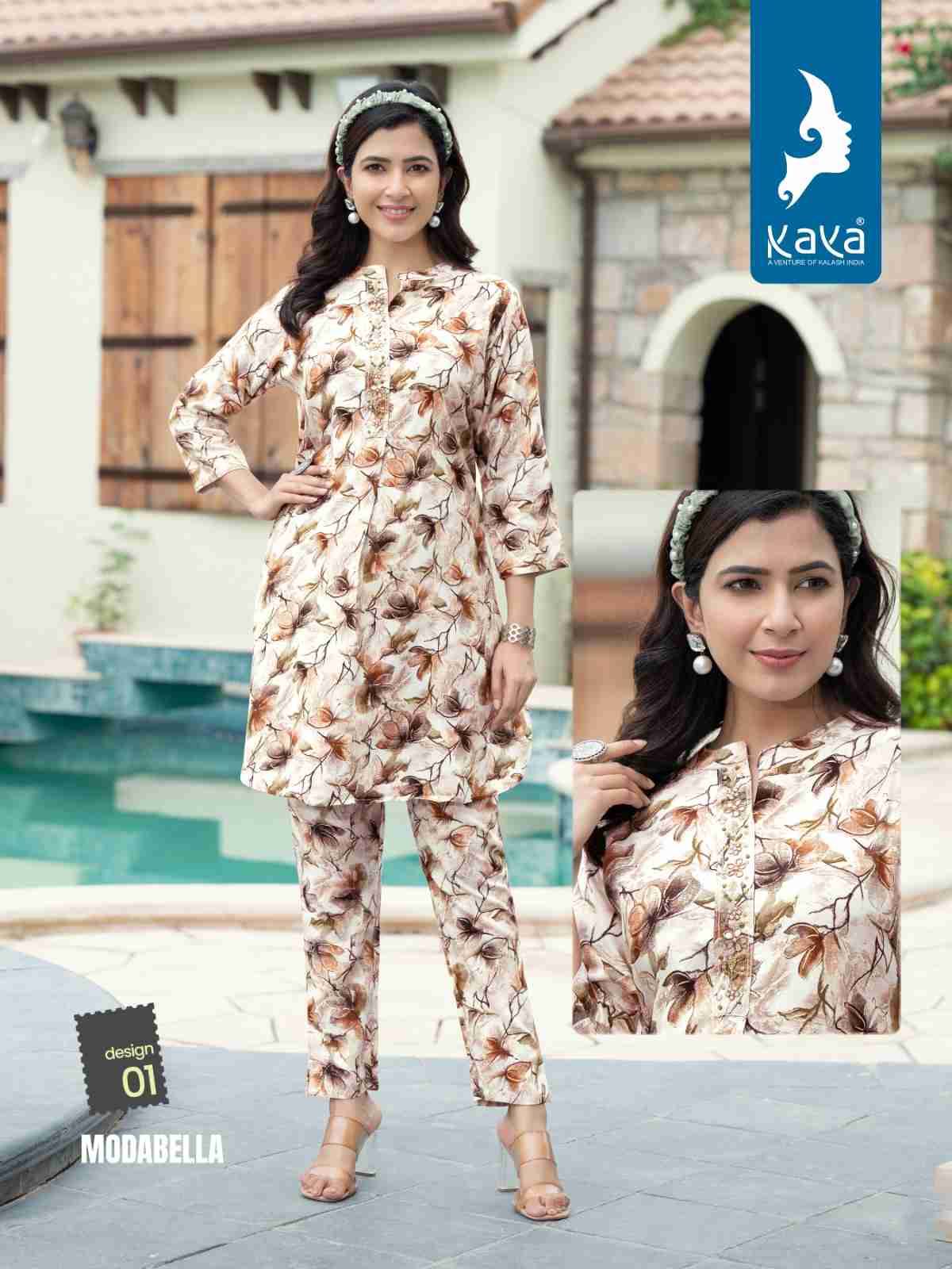 Modabella By Kaya 01 To 06 Series Designer Stylish Fancy Colorful Beautiful Party Wear & Ethnic Wear Collection Rayon Print Co-Ord At Wholesale Price