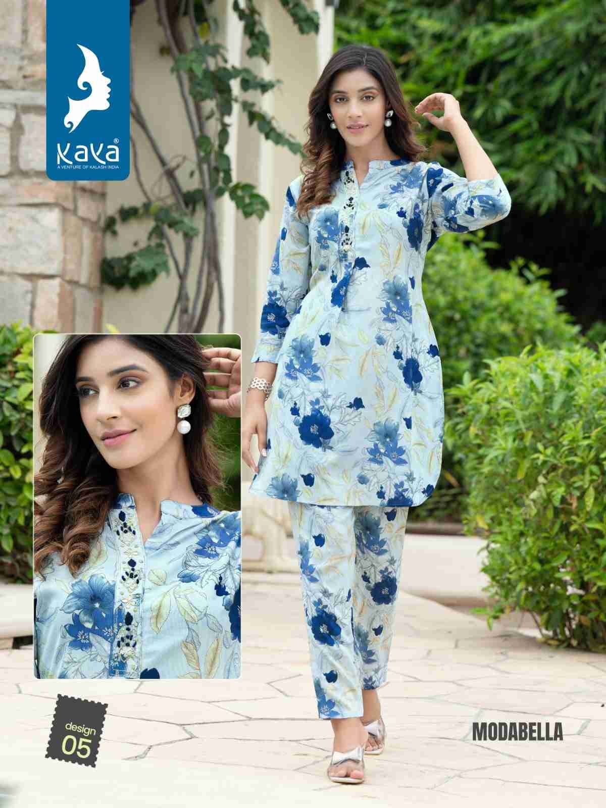 Modabella By Kaya 01 To 06 Series Designer Stylish Fancy Colorful Beautiful Party Wear & Ethnic Wear Collection Rayon Print Co-Ord At Wholesale Price