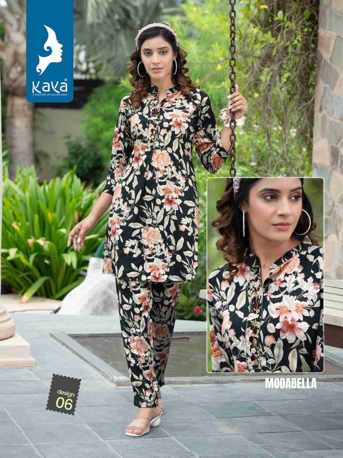 Modabella By Kaya 01 To 06 Series Designer Stylish Fancy Colorful Beautiful Party Wear & Ethnic Wear Collection Rayon Print Co-Ord At Wholesale Price