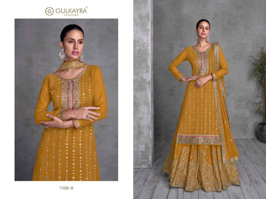 Trisha By Gulkayra Designer 7408-A To 7408-C Series Beautiful Festive Suits Colorful Stylish Fancy Casual Wear & Ethnic Wear Georgette Embroidered Dresses At Wholesale Price
