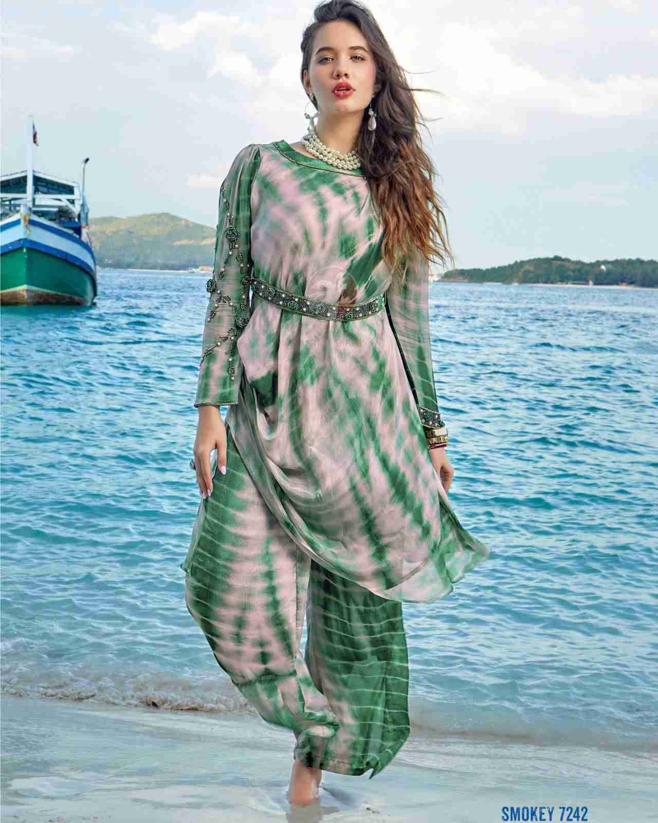 Smokey By Anju Fabrics 7241 To 7244 Series Designer Stylish Fancy Colorful Beautiful Party Wear & Ethnic Wear Collection Pure Georgette/Pure Chinnon/Crepe Co-Ord At Wholesale Price