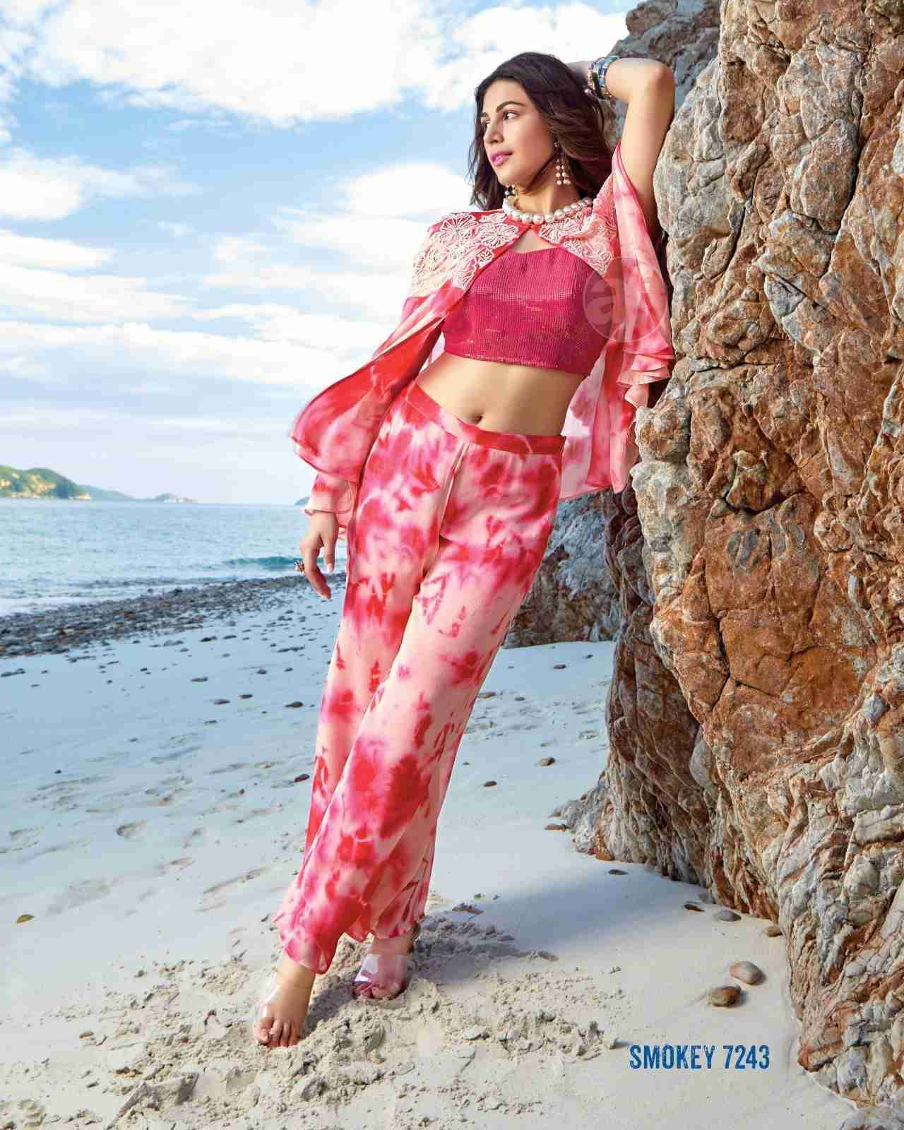 Smokey By Anju Fabrics 7241 To 7244 Series Designer Stylish Fancy Colorful Beautiful Party Wear & Ethnic Wear Collection Pure Georgette/Pure Chinnon/Crepe Co-Ord At Wholesale Price