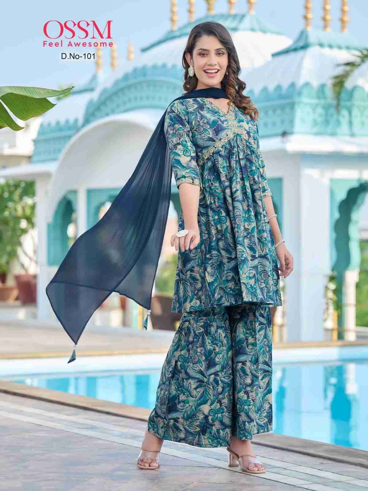Raashi Vol- By Ossm 101 To 106 Series Beautiful Stylish Sharara Suits Fancy Colorful Casual Wear & Ethnic Wear & Ready To Wear Modal Chanderi Print Dresses At Wholesale Price