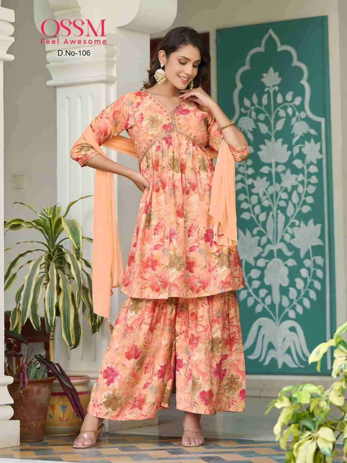 Raashi Vol- By Ossm 101 To 106 Series Beautiful Stylish Sharara Suits Fancy Colorful Casual Wear & Ethnic Wear & Ready To Wear Modal Chanderi Print Dresses At Wholesale Price