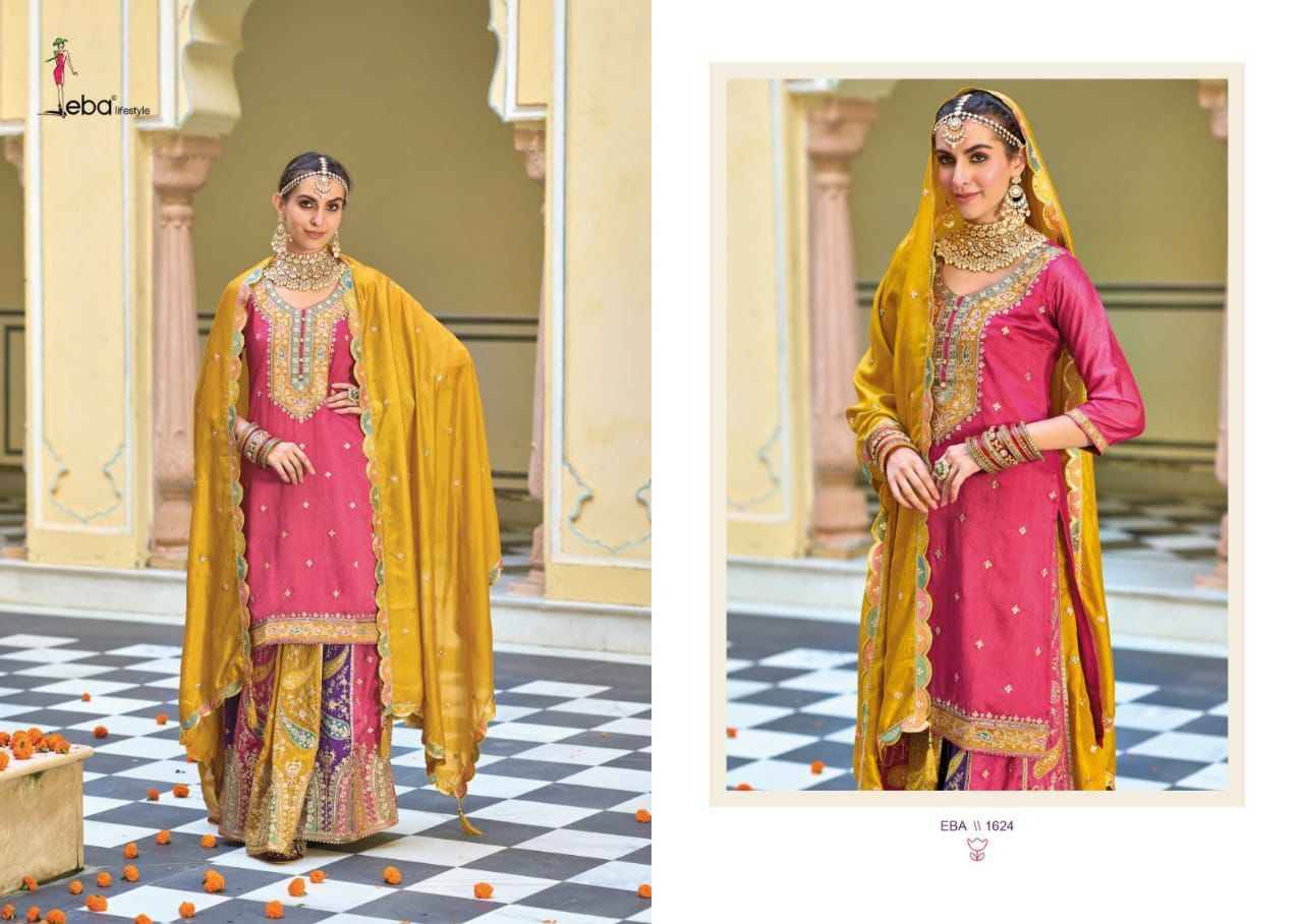 Safroon Vol-3 By Eba Lifestyle 1624 To 1625 Series Beautiful Festive Suits Colorful Stylish Fancy Casual Wear & Ethnic Wear Silk Embroidery Dresses At Wholesale Price