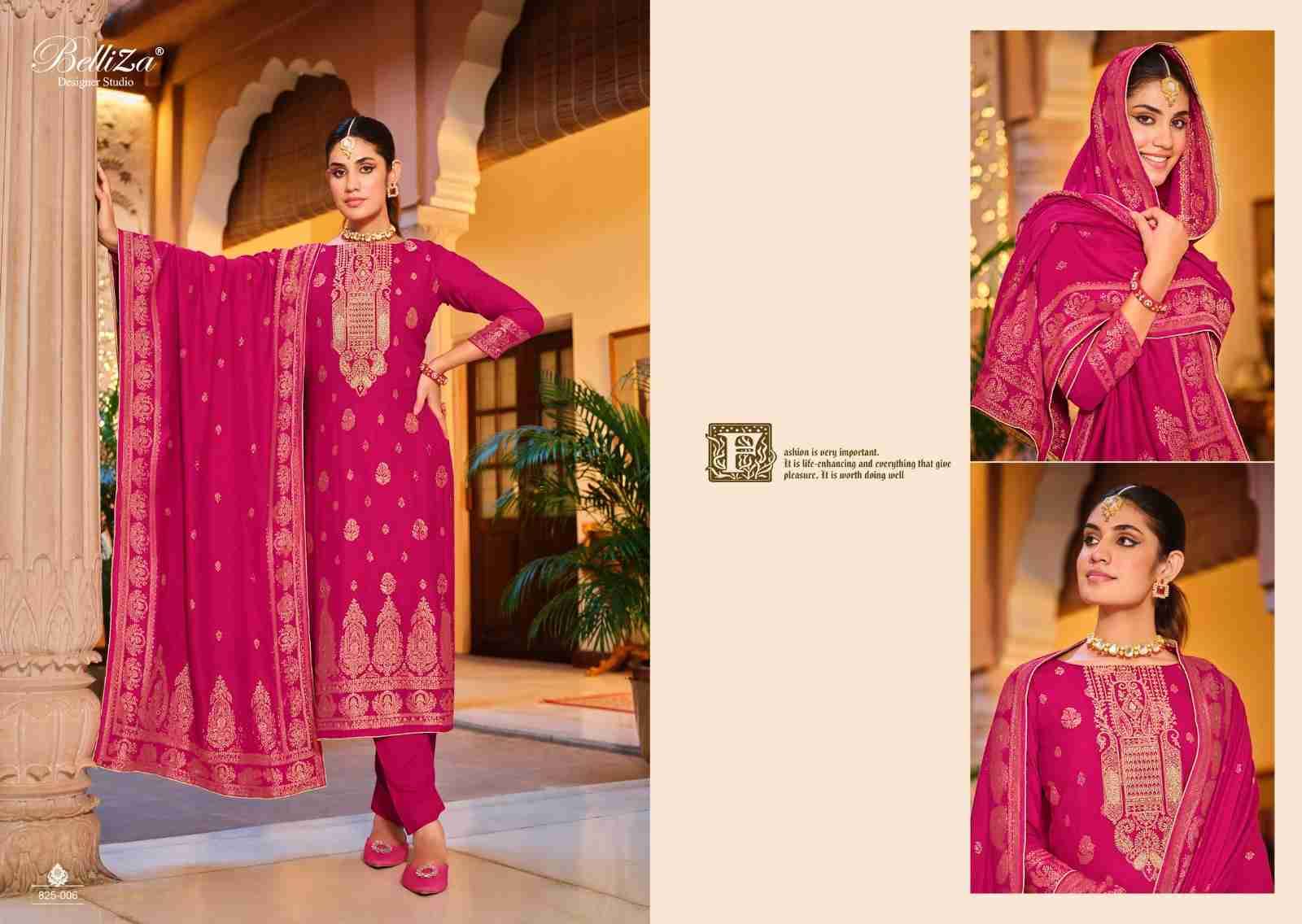 Shalimar By Belliza 825-001 To 825-006 Series Beautiful Festive Suits Colorful Stylish Fancy Casual Wear & Ethnic Wear Pure Viscose Pashmina Embroidered Dresses At Wholesale Price