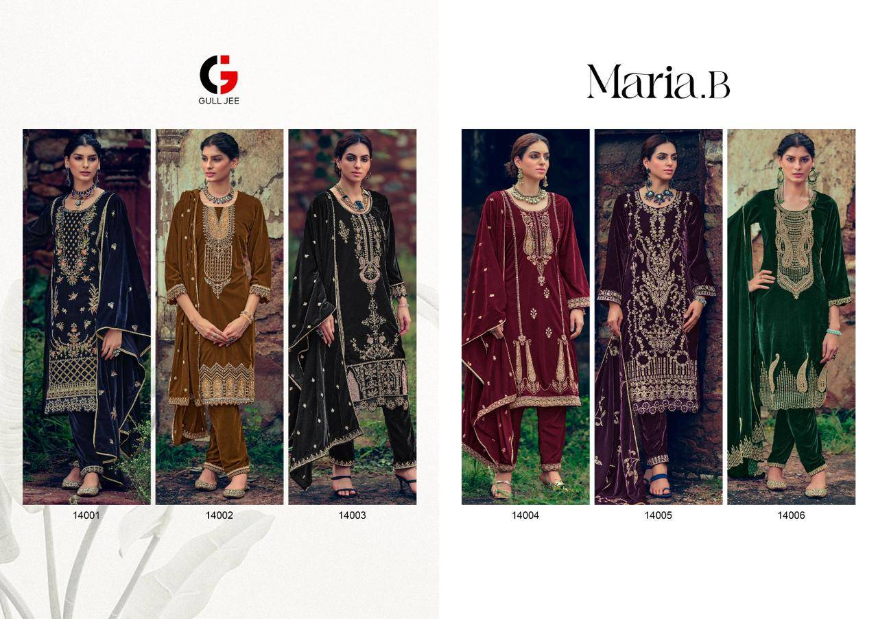 Maria.B By Gull Jee 14001 To 14006 Series Designer Suits Beautiful Stylish Fancy Colorful Party Wear & Occasional Wear Velvet With Embroidery Dresses At Wholesale Price