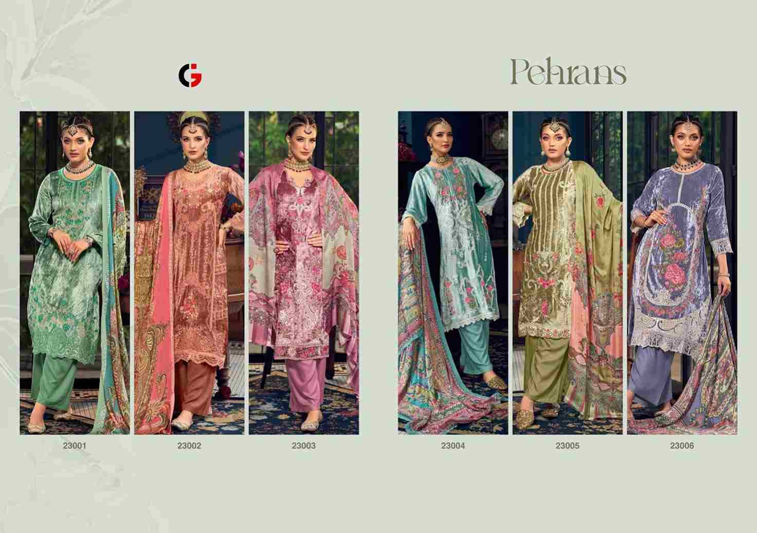 Pehrans By Gull Jee 23001 To 23006 Series Designer Suits Beautiful Stylish Fancy Colorful Party Wear & Occasional Wear Velvet With Embroidery Dresses At Wholesale Price