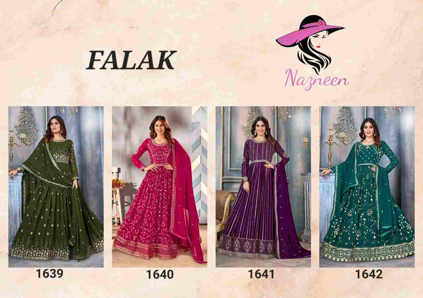 Falak By Nazneen 1639 To 1642 Series Designer Anarkali Suits Collection Beautiful Stylish Fancy Colorful Party Wear & Occasional Wear Faux Georgette Embroidered Dresses At Wholesale Price