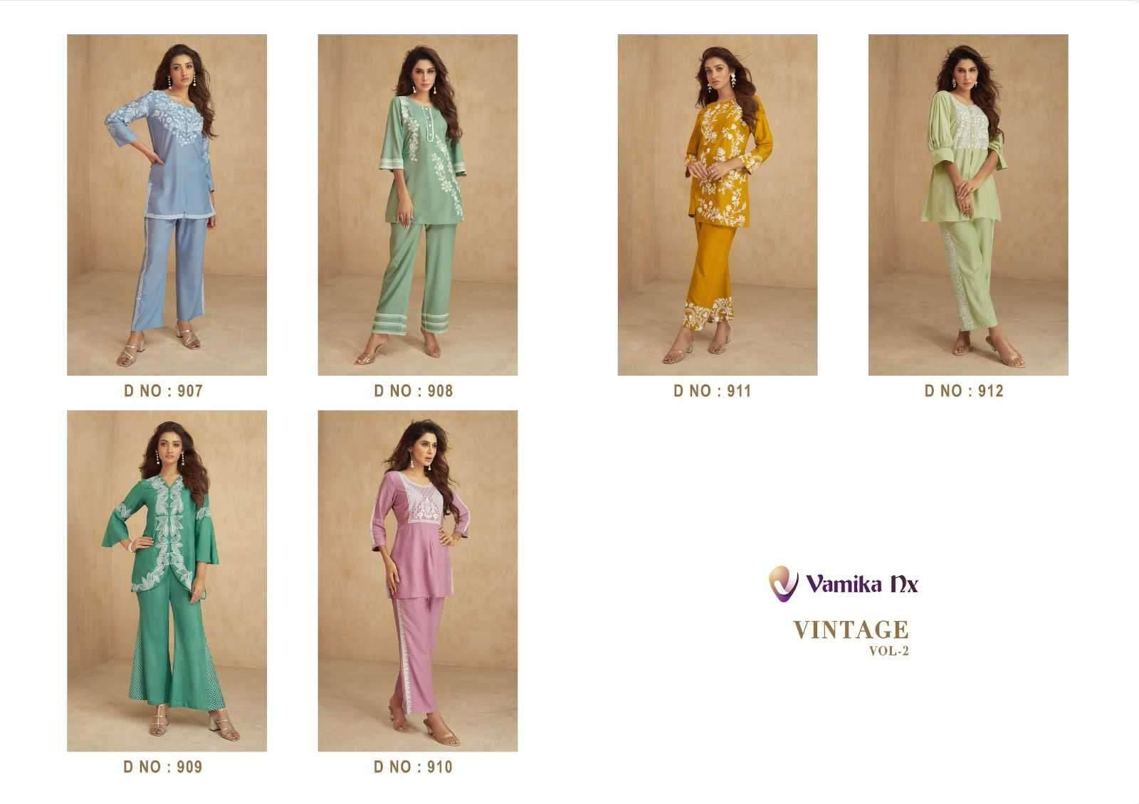 Vintage Vol-2 By Vamika 907 To 912 Series Designer Stylish Fancy Colorful Beautiful Party Wear & Ethnic Wear Collection Heavy Rayon Co-Ord At Wholesale Price