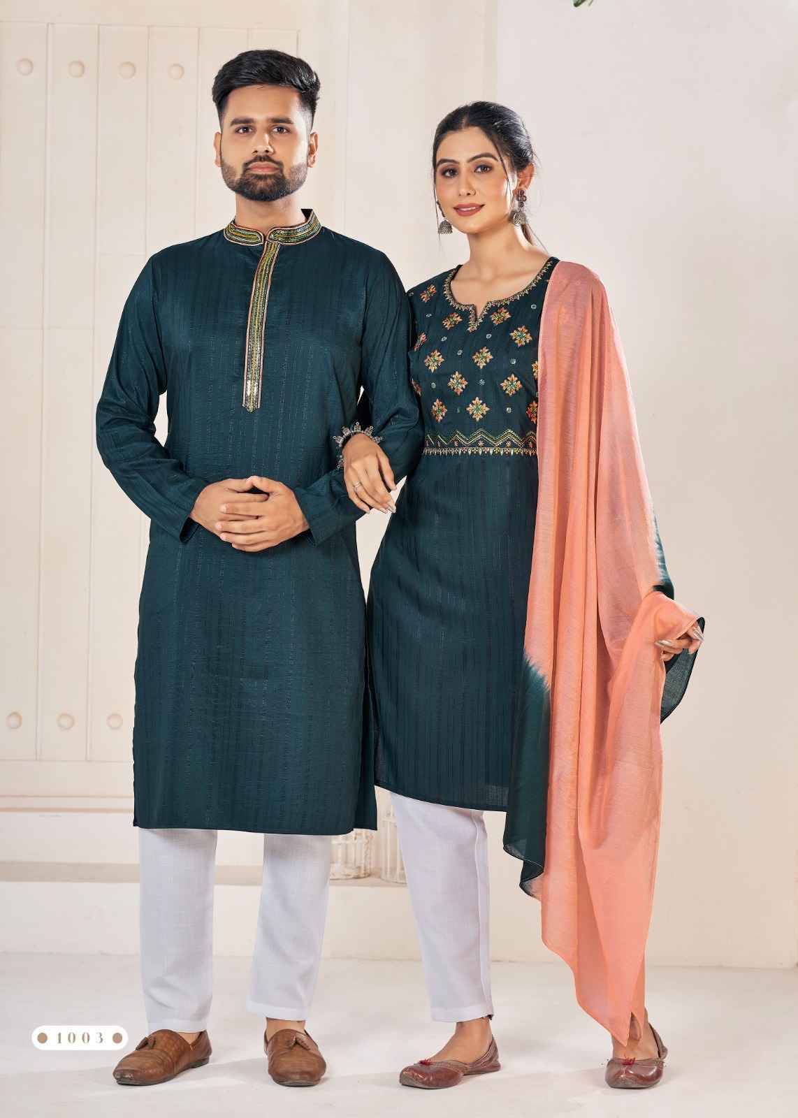 Couple Goal Vol-6 By Fashid Wholesale 1001 To 1005 Series Beautiful Colorful Stylish Fancy Casual Wear & Ethnic Wear & Ready To Wear Pure Viscose Kurtas With Pajamas/Dresses At Wholesale Price