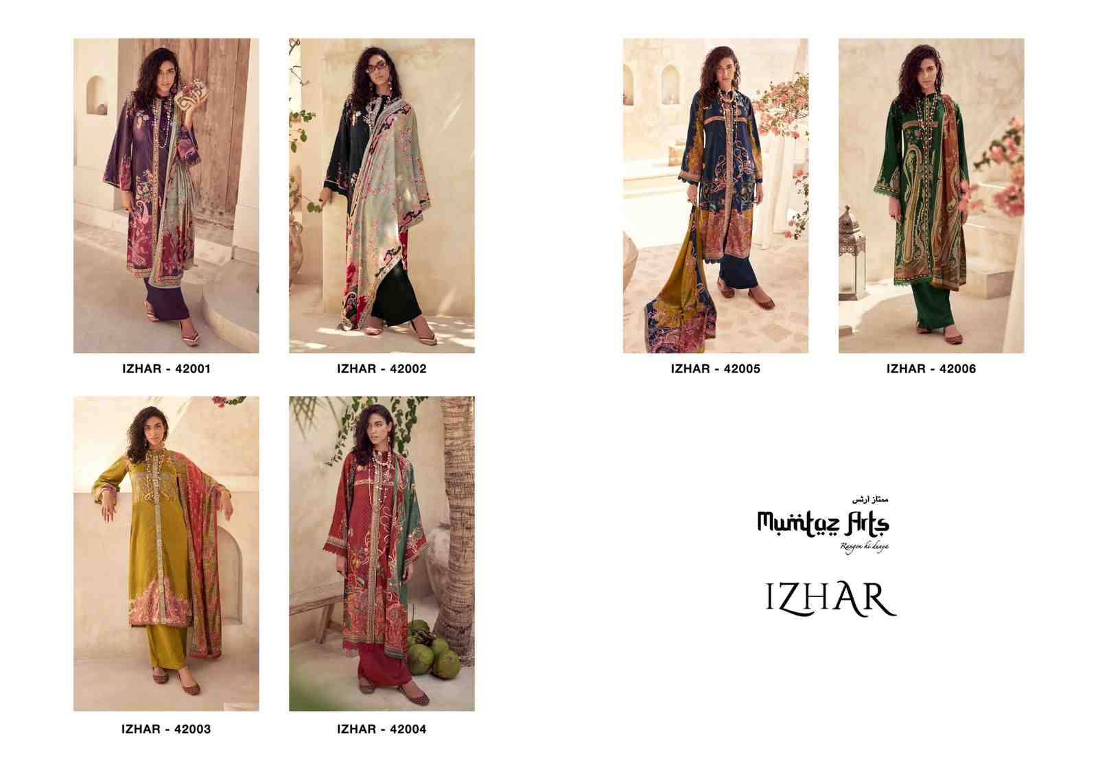 Izhar By Mumtaz Arts 42001 To 42006 Series Beautiful Festive Suits Colorful Stylish Fancy Casual Wear & Ethnic Wear Pure Velvet Digital Print Dresses At Wholesale Price