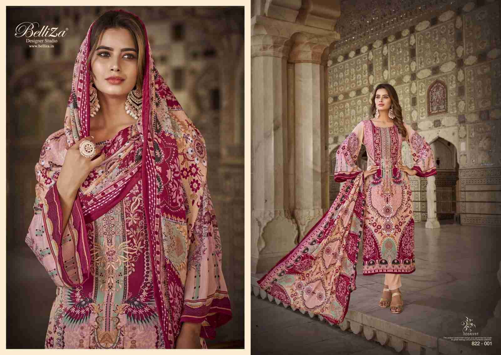 Nooriyat By Belliza 822-001 To 822-008 Series Beautiful Festive Suits Stylish Fancy Colorful Party Wear & Occasional Wear Pure Crepe Dresses At Wholesale Price