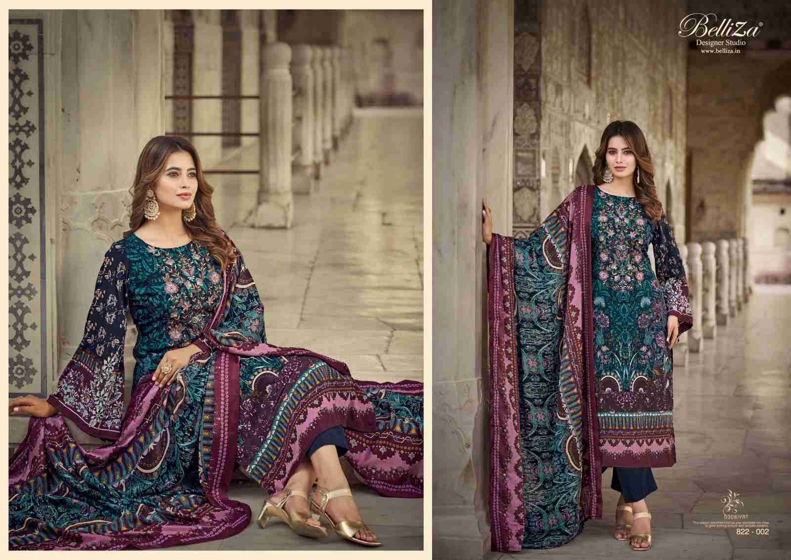 Nooriyat By Belliza 822-001 To 822-008 Series Beautiful Festive Suits Stylish Fancy Colorful Party Wear & Occasional Wear Pure Crepe Dresses At Wholesale Price