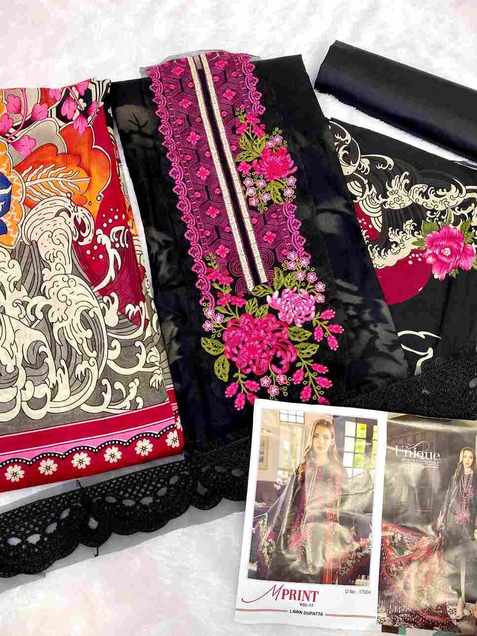 Mprint Vol-17 By Shraddha Designer 17001 To 17004 Series Beautiful Stylish Pakistani Suits Fancy Colorful Casual Wear & Ethnic Wear & Ready To Wear Lawn Cotton Print With Work Dresses At Wholesale Price
