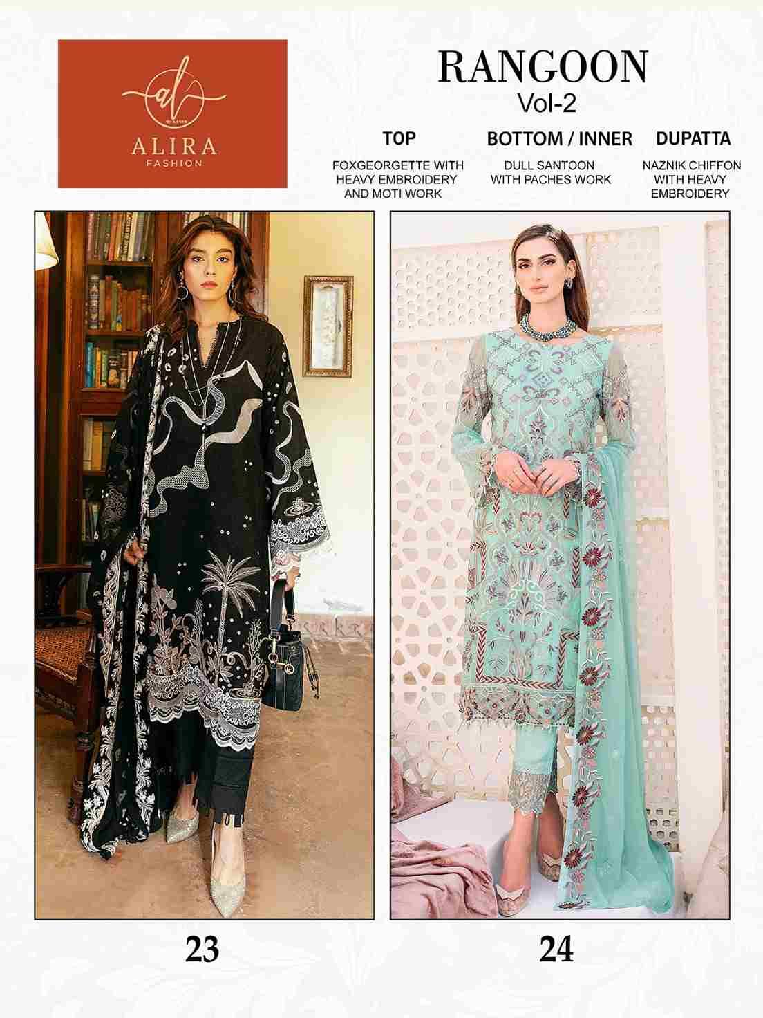 Rangoon Vol-2 By Alira 23 To 24 Series Beautiful Stylish Pakistani Suits Fancy Colorful Casual Wear & Ethnic Wear & Ready To Wear Faux Georgette Dresses At Wholesale Price