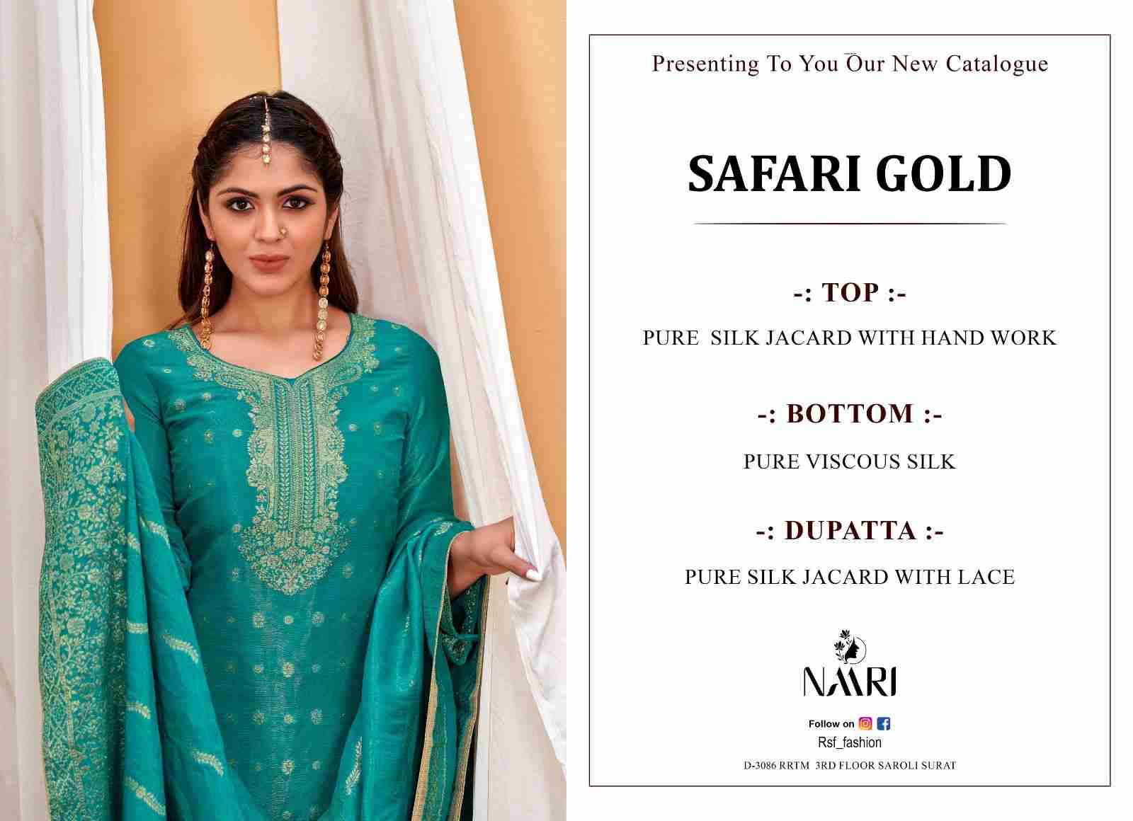 Safari Gold By Naari 40001 To 40004 Series Beautiful Festive Suits Colorful Stylish Fancy Casual Wear & Ethnic Wear Pure Silk Jacquard Embroidered Dresses At Wholesale Price