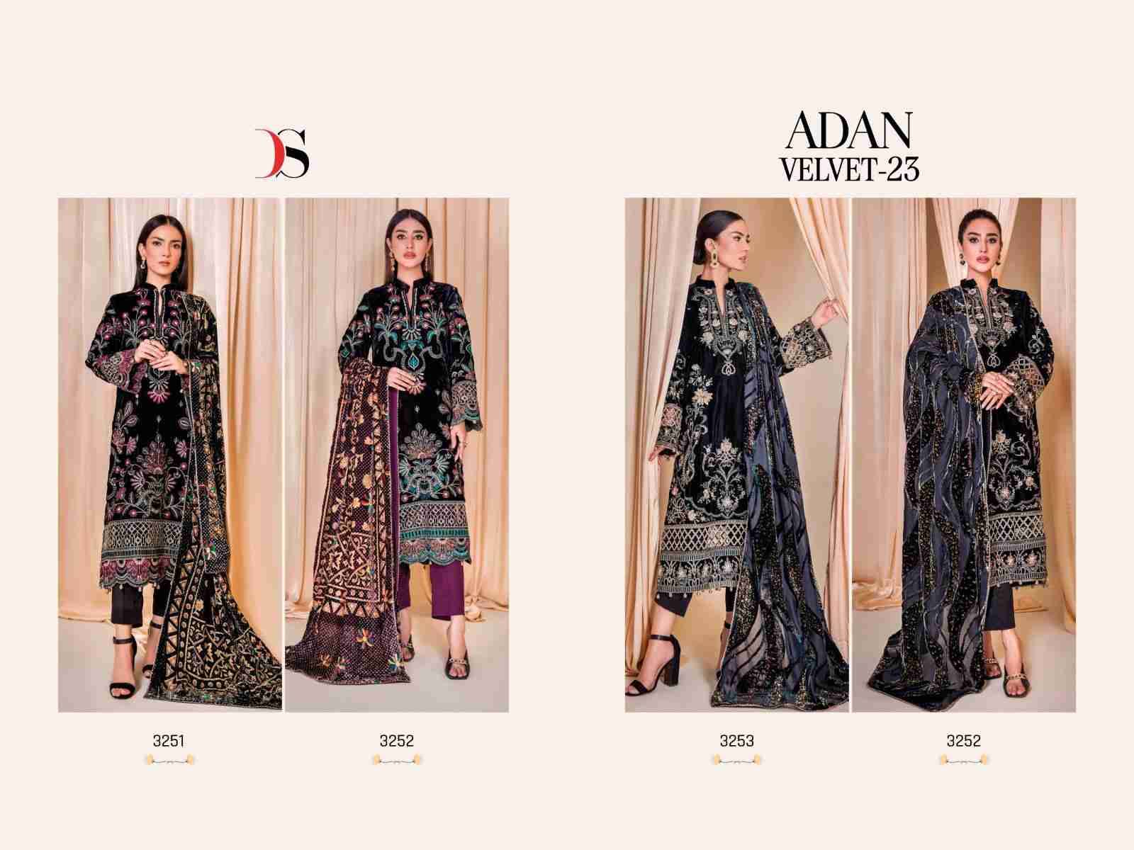 Adan Velvet-23 By Deepsy Suits 3251 To 3254 Series Pakistani Suits Beautiful Fancy Colorful Stylish Party Wear & Occasional Wear Velvet Embroidery Dresses At Wholesale Price