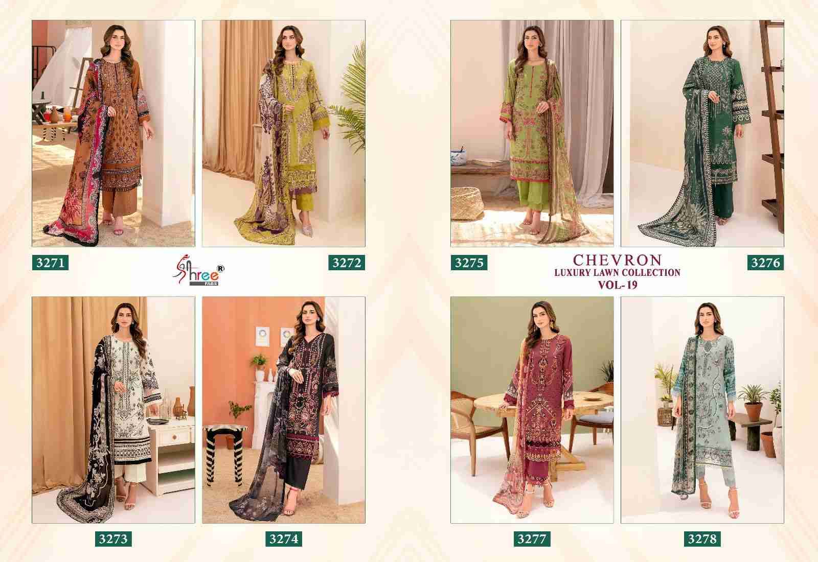 Chevron Luxury Lawn Collection Vol-19 By Shree Fabs 3271 To 3278 Series Pakistani Suits Beautiful Fancy Colorful Stylish Party Wear & Occasional Wear Pure Lawn Print Embroidery Dresses At Wholesale Price