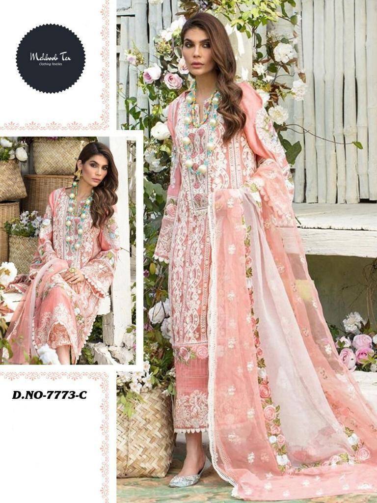 Crimson 7773 Colours By Mehboob Tex 7773-A To 7773-D Series Pakistani Suits Beautiful Fancy Colorful Stylish Party Wear & Occasional Wear Cambric Cotton Embroidery Dresses At Wholesale Price