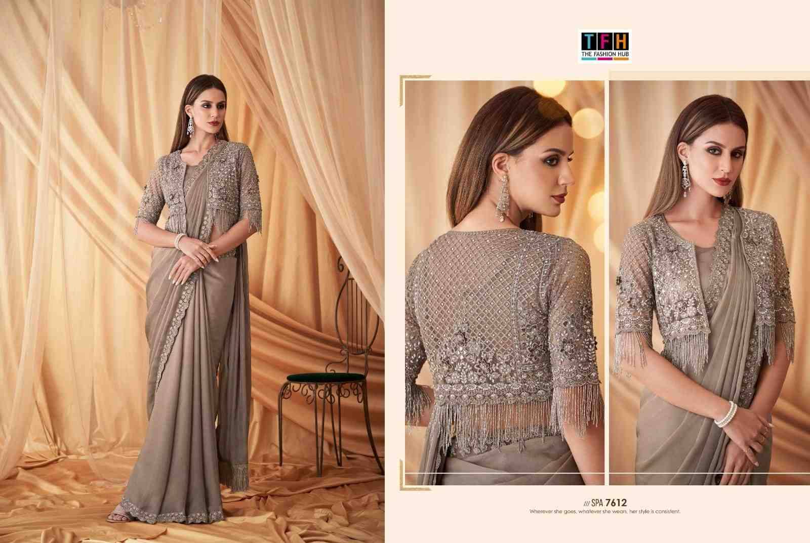 Sparkle Vol-4 By Tfh 7601 To 7614 Series Indian Traditional Wear Collection Beautiful Stylish Fancy Colorful Party Wear & Occasional Wear Soft Georgette Silk Sarees At Wholesale Price