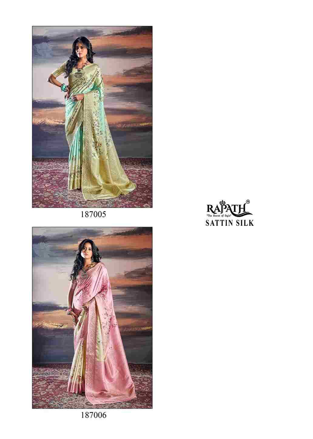 Pratishtha By Rajpath 187001 To 187006 Series Indian Traditional Wear Collection Beautiful Stylish Fancy Colorful Party Wear & Occasional Wear Pure Satin Sarees At Wholesale Price