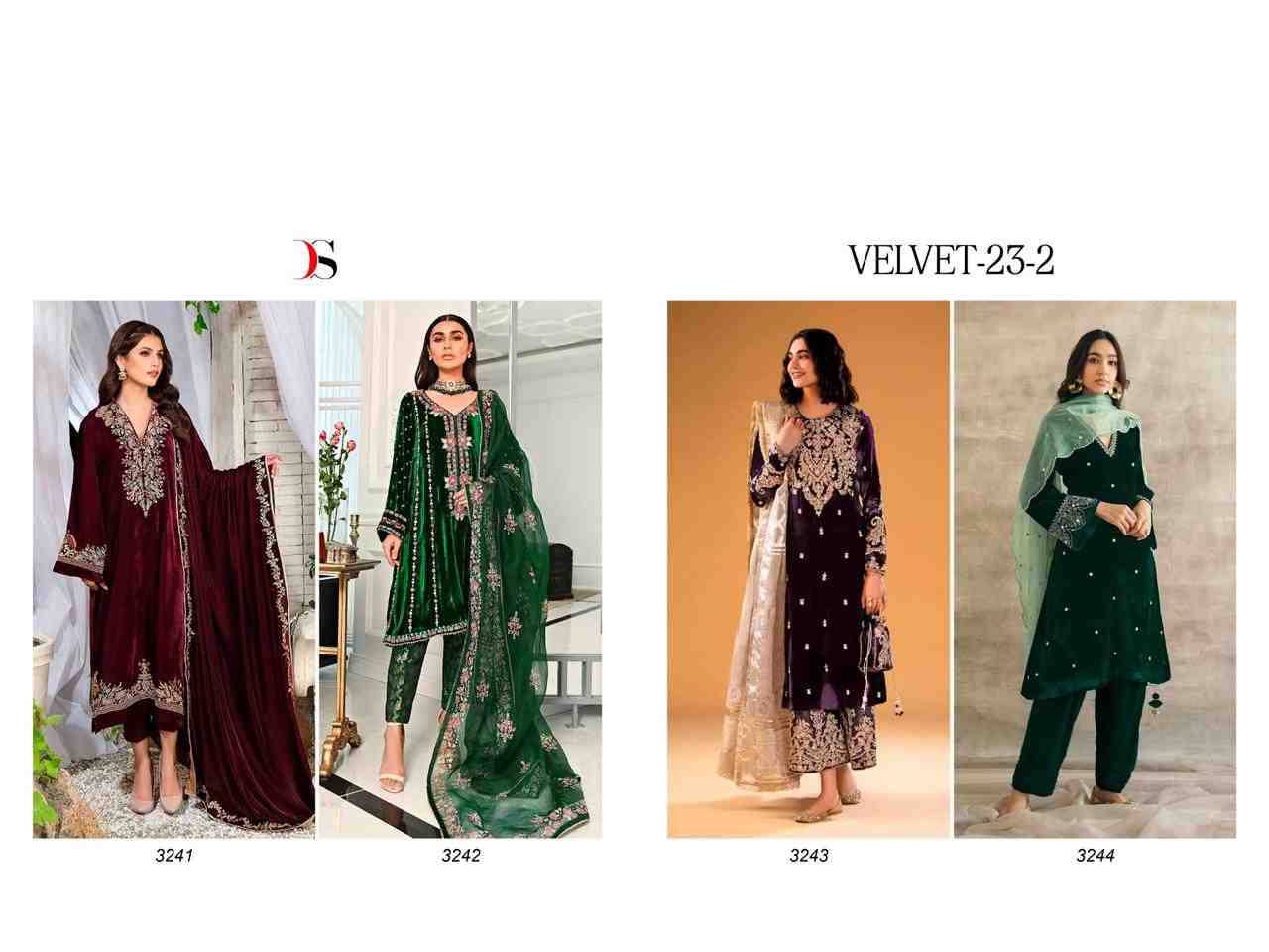 Velvet-23 Vol-2 By Deepsy Suits 3241 To 3244 Series Pakistani Suits Beautiful Fancy Colorful Stylish Party Wear & Occasional Wear Velvet/Jacquard Embroidery Dresses At Wholesale Price