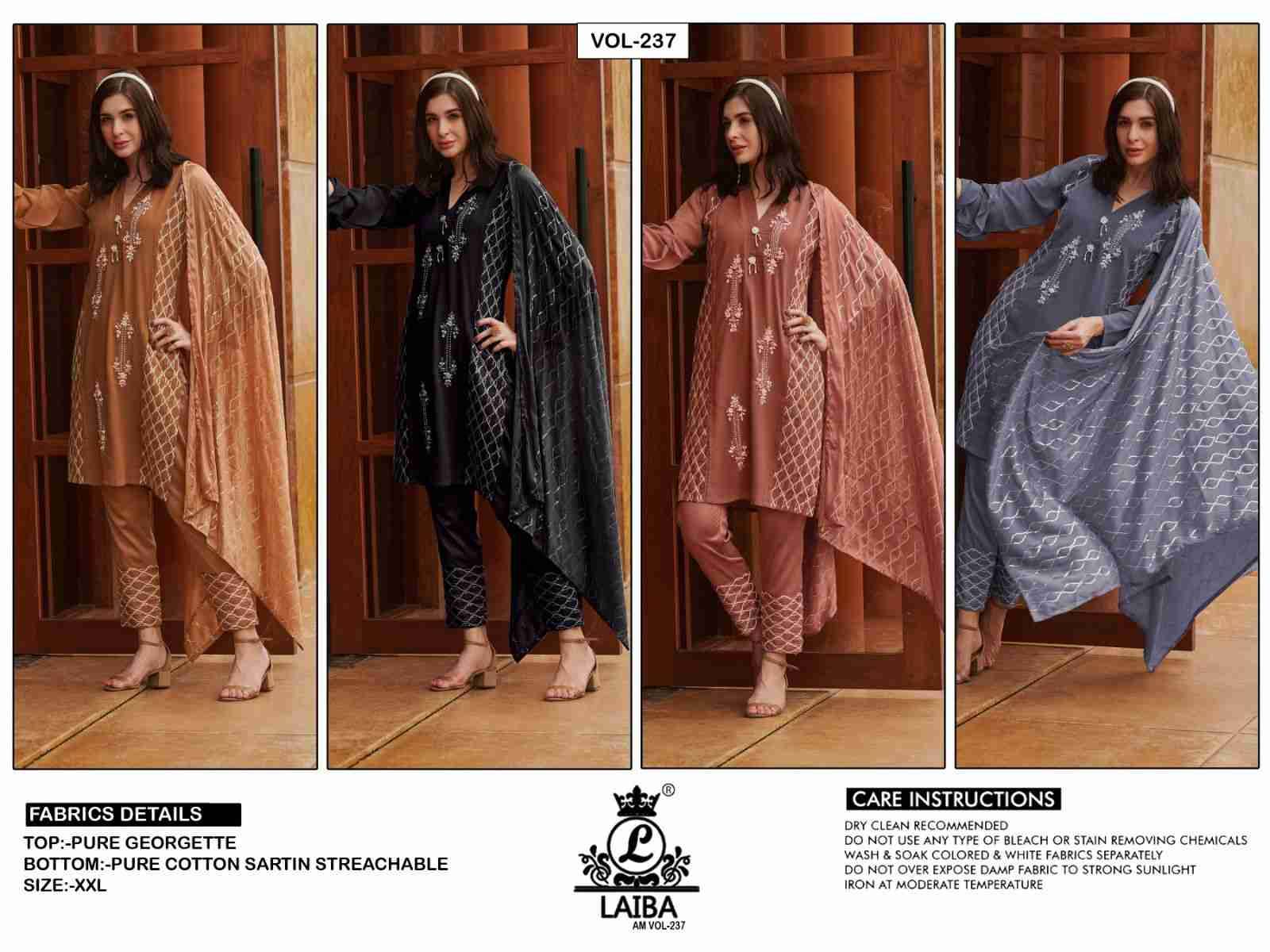 Am Vol-237 By Laiba 01 To 04 Series Pakistani Suits Beautiful Fancy Colorful Stylish Party Wear & Occasional Wear Pure Georgette Embroidery Dresses At Wholesale Price