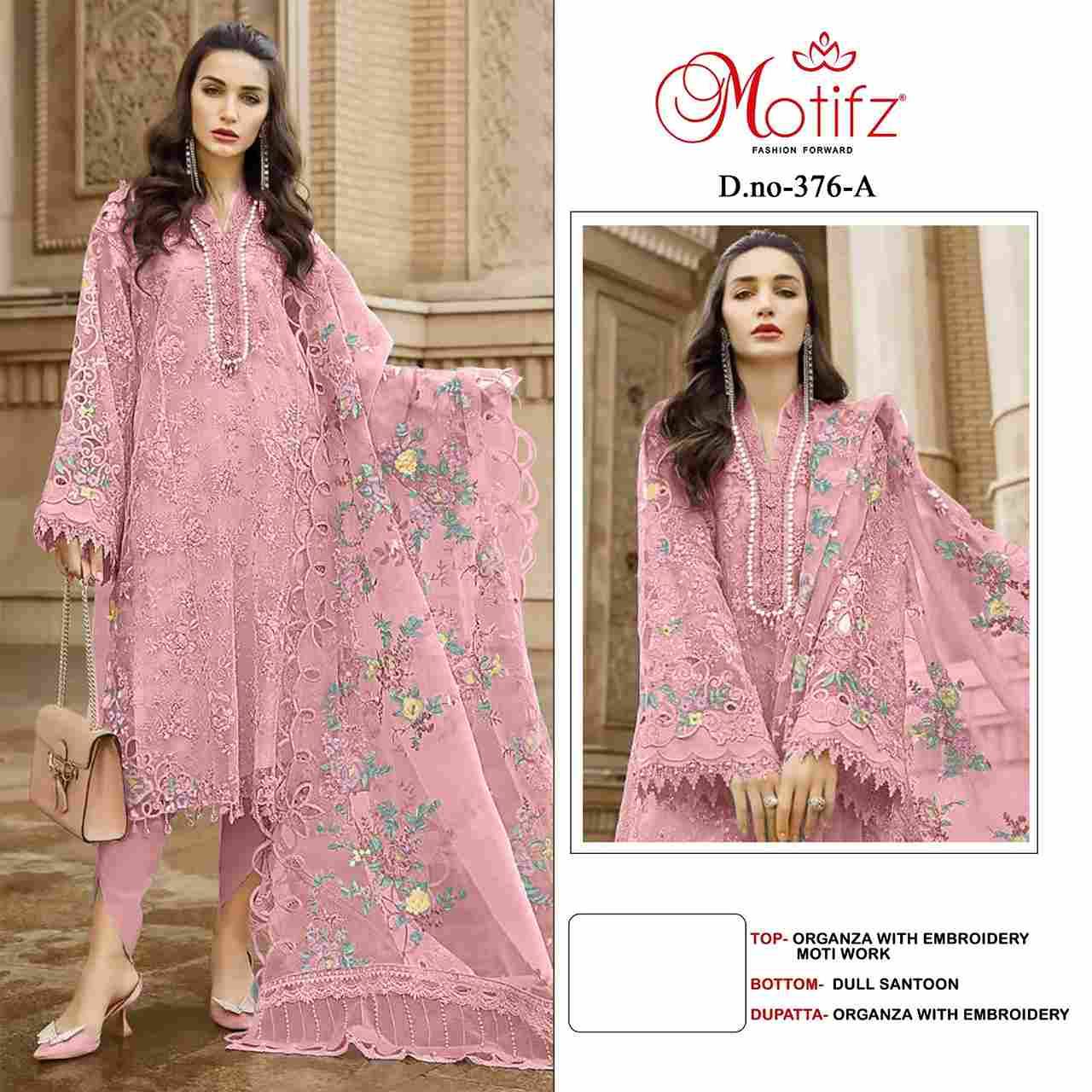 Motifz Hit Design 376 Colours By Motifz 376-A To 376-D Series Beautiful Pakistani Suits Stylish Fancy Colorful Casual Wear & Ethnic Wear Organza Embroidered Dresses At Wholesale Price