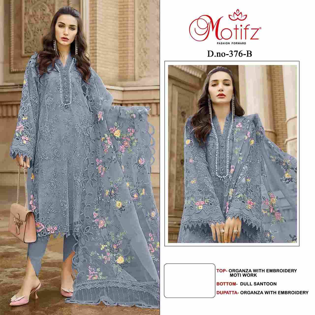 Motifz Hit Design 376 Colours By Motifz 376-A To 376-D Series Beautiful Pakistani Suits Stylish Fancy Colorful Casual Wear & Ethnic Wear Organza Embroidered Dresses At Wholesale Price