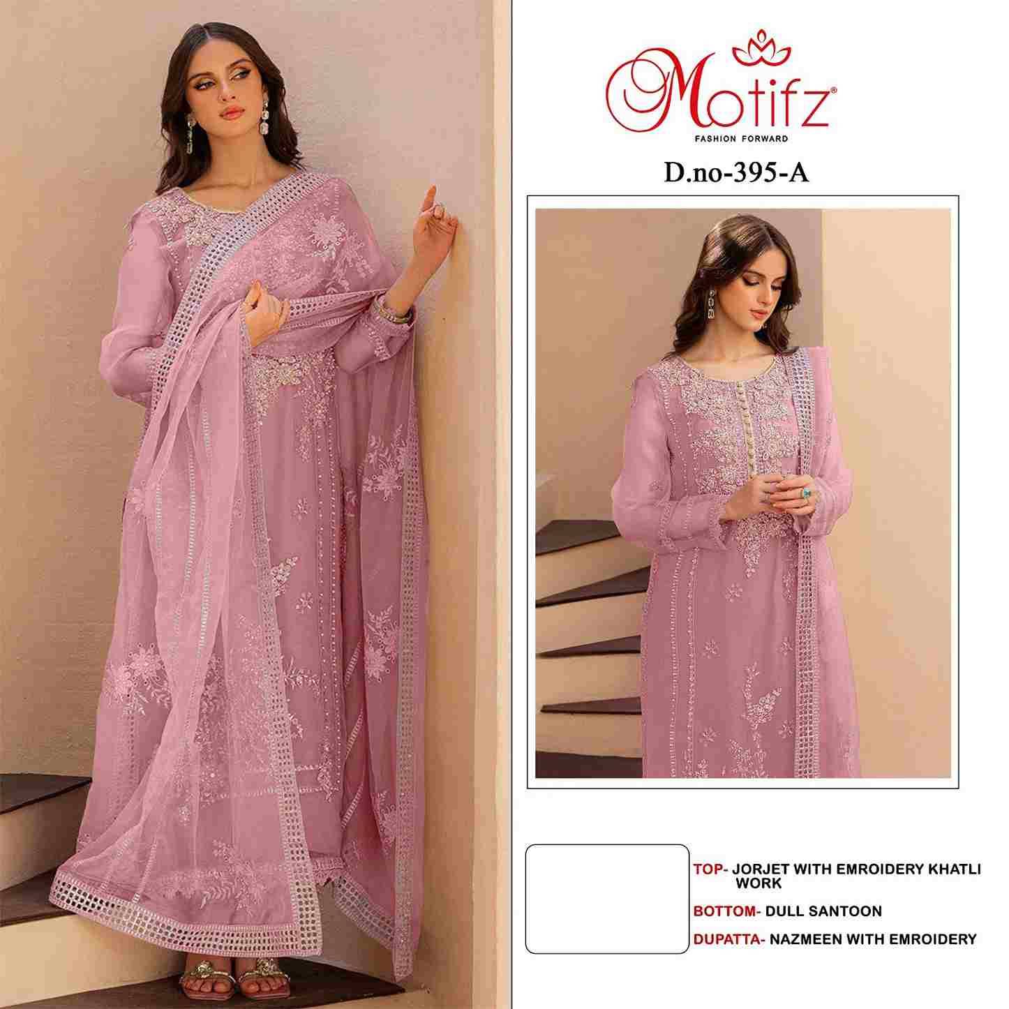 Motifz Hit Design 395 Colours By Motifz 395-A To 395-D Series Beautiful Pakistani Suits Stylish Fancy Colorful Casual Wear & Ethnic Wear Heavy Georgette Embroidered Dresses At Wholesale Price