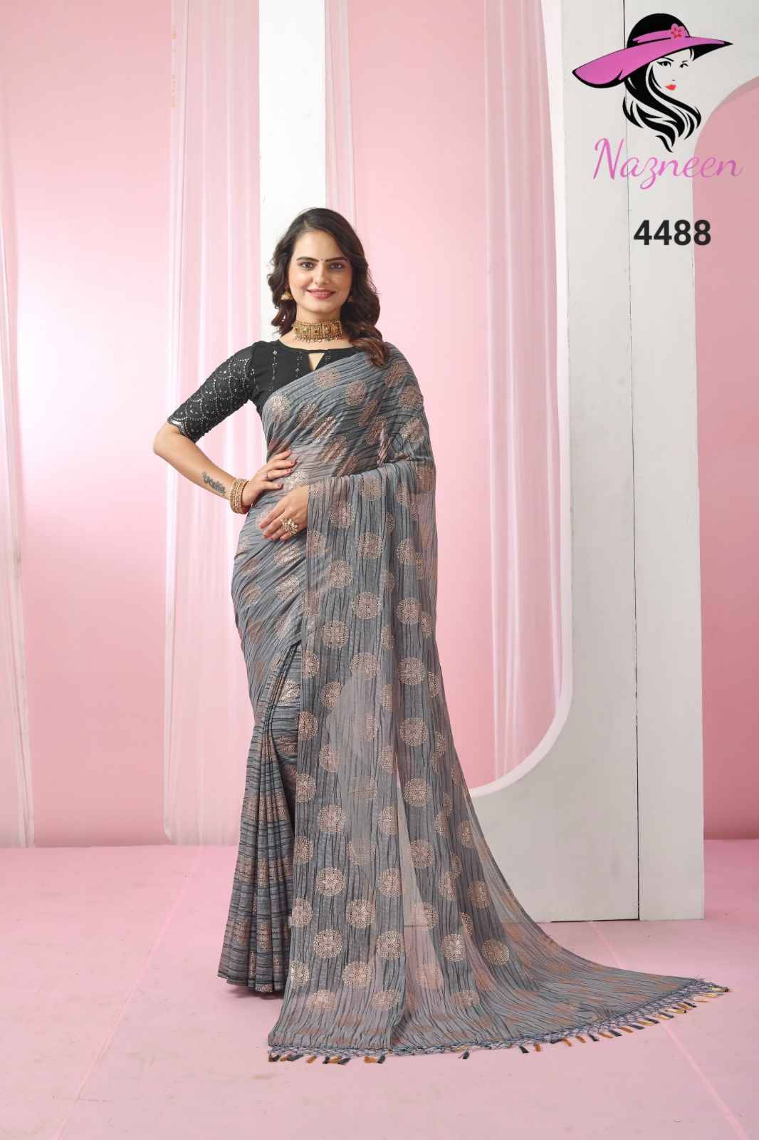 Bunai By Nazneen 4487 To 4491 Series Indian Traditional Wear Collection Beautiful Stylish Fancy Colorful Party Wear & Occasional Wear Georgette Sarees At Wholesale Price