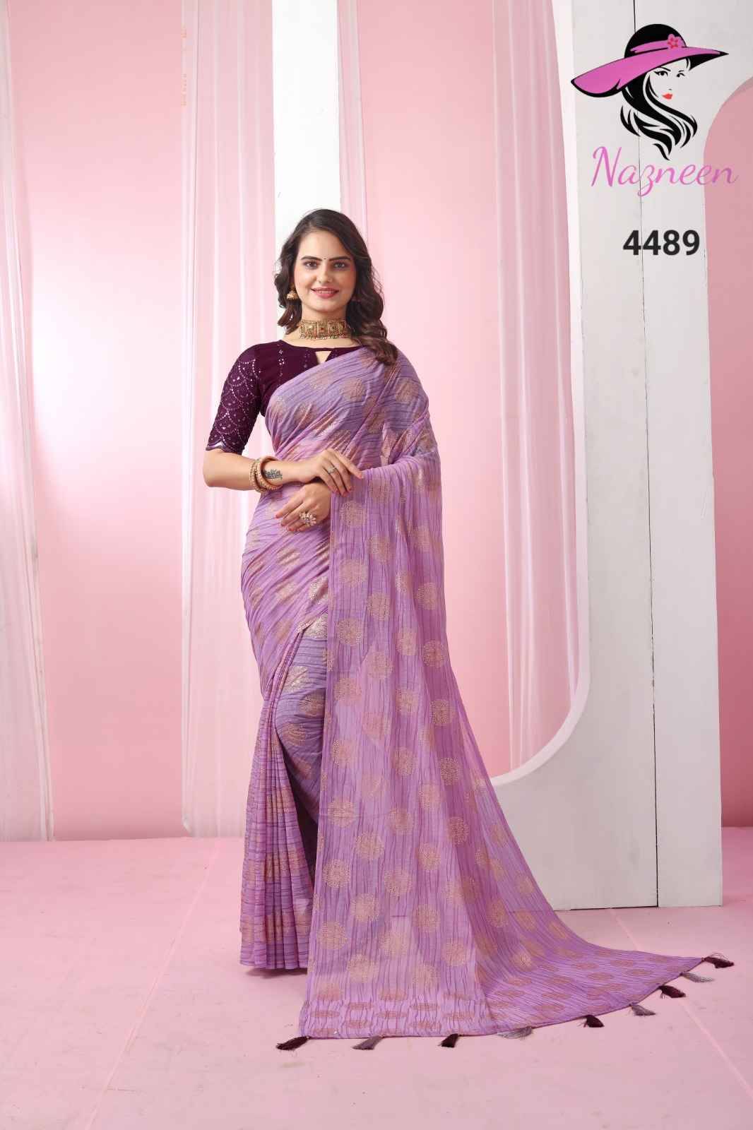 Bunai By Nazneen 4487 To 4491 Series Indian Traditional Wear Collection Beautiful Stylish Fancy Colorful Party Wear & Occasional Wear Georgette Sarees At Wholesale Price