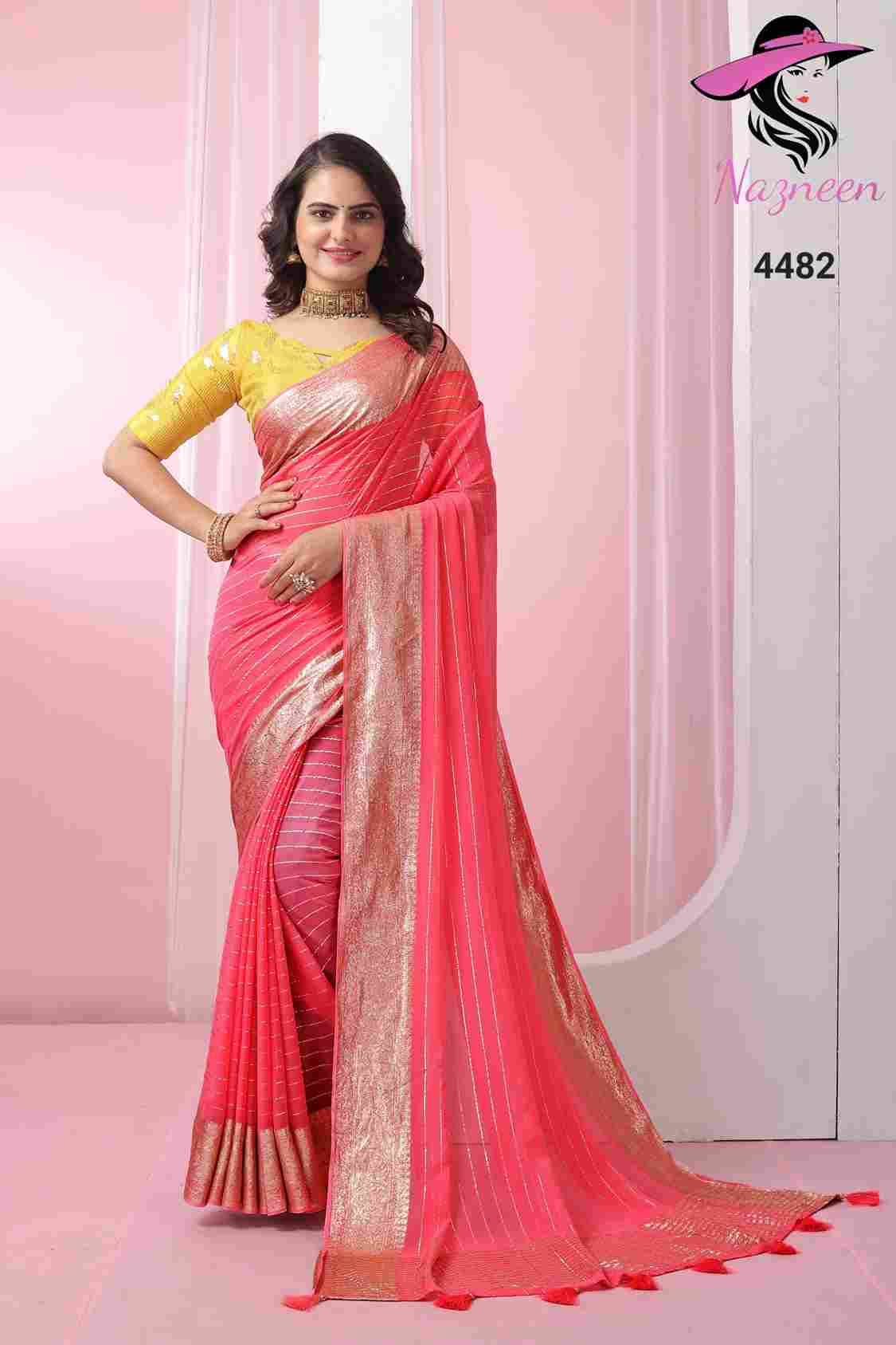 Chapai By Nazneen 4481 To 4486 Series Indian Traditional Wear Collection Beautiful Stylish Fancy Colorful Party Wear & Occasional Wear Viscose Georgette Sarees At Wholesale Price