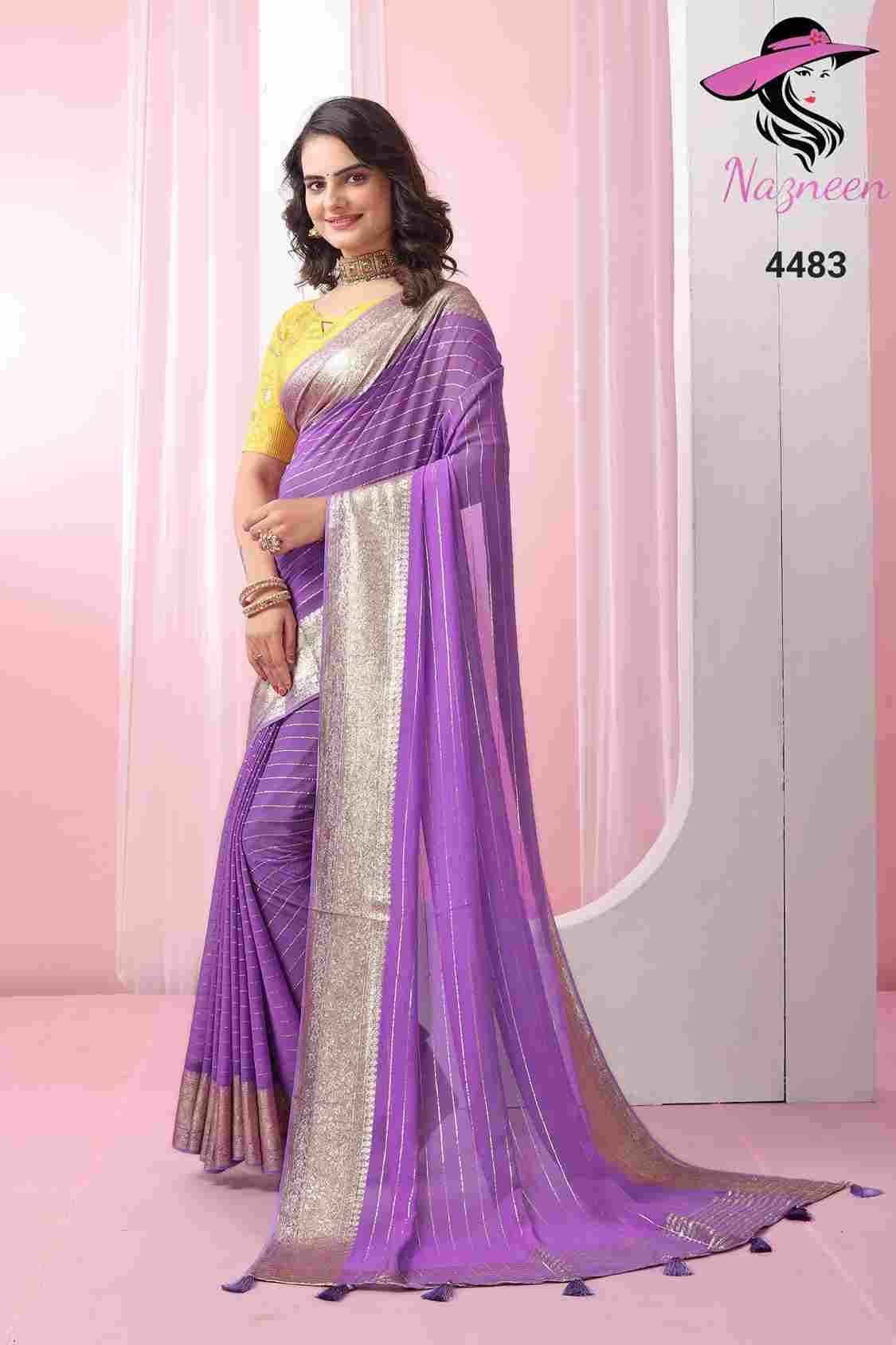 Chapai By Nazneen 4481 To 4486 Series Indian Traditional Wear Collection Beautiful Stylish Fancy Colorful Party Wear & Occasional Wear Viscose Georgette Sarees At Wholesale Price