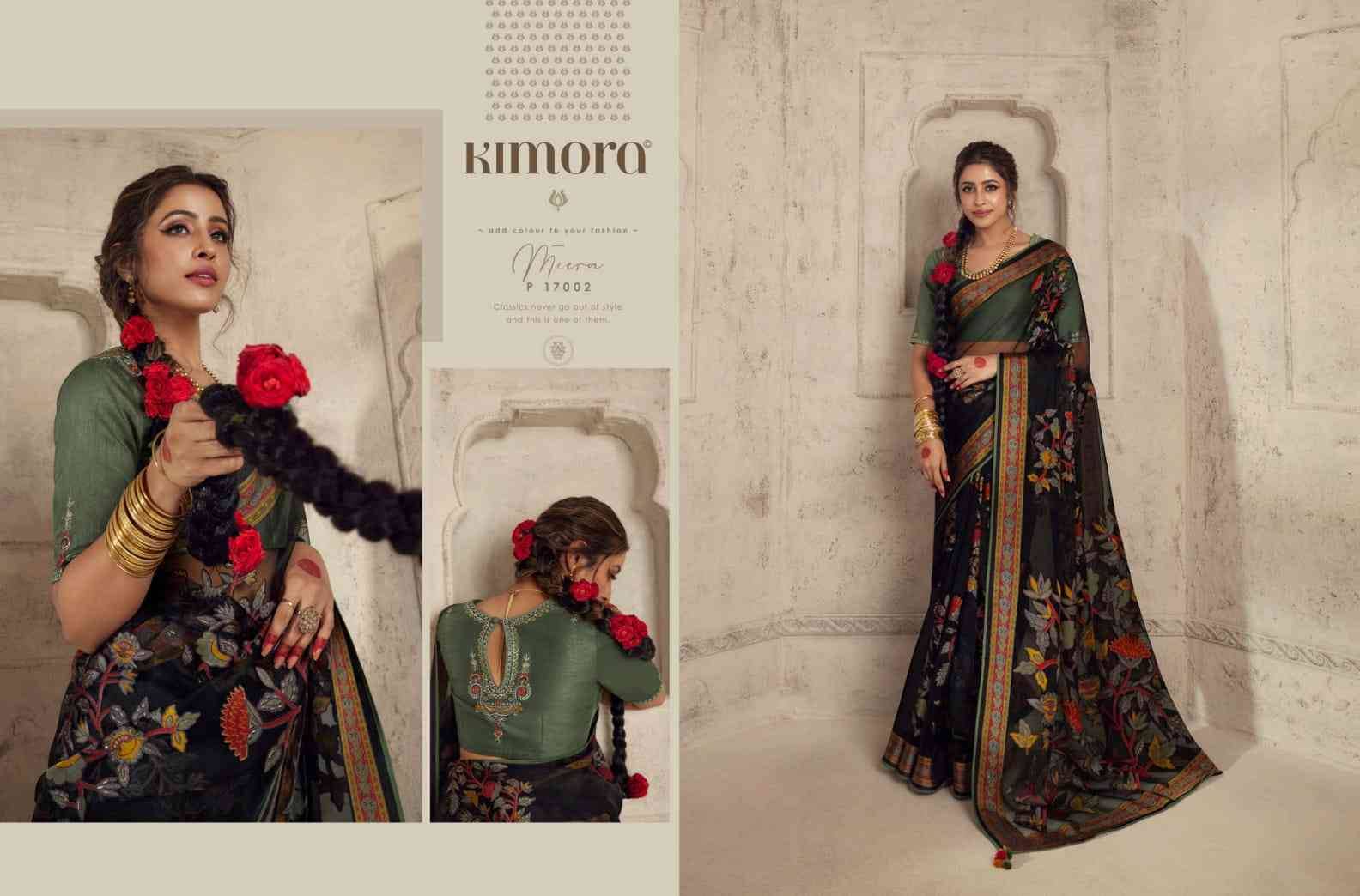 Meera Vol-13 By Kimora Fashion 17001 To 17011 Series Indian Traditional Wear Collection Beautiful Stylish Fancy Colorful Party Wear & Occasional Wear Organza Brasso Sarees At Wholesale Price