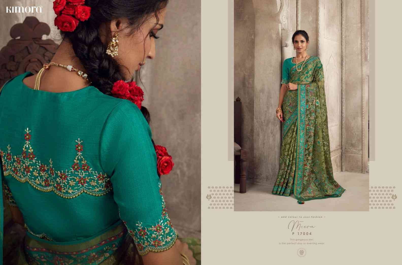 Meera Vol-13 By Kimora Fashion 17001 To 17011 Series Indian Traditional Wear Collection Beautiful Stylish Fancy Colorful Party Wear & Occasional Wear Organza Brasso Sarees At Wholesale Price