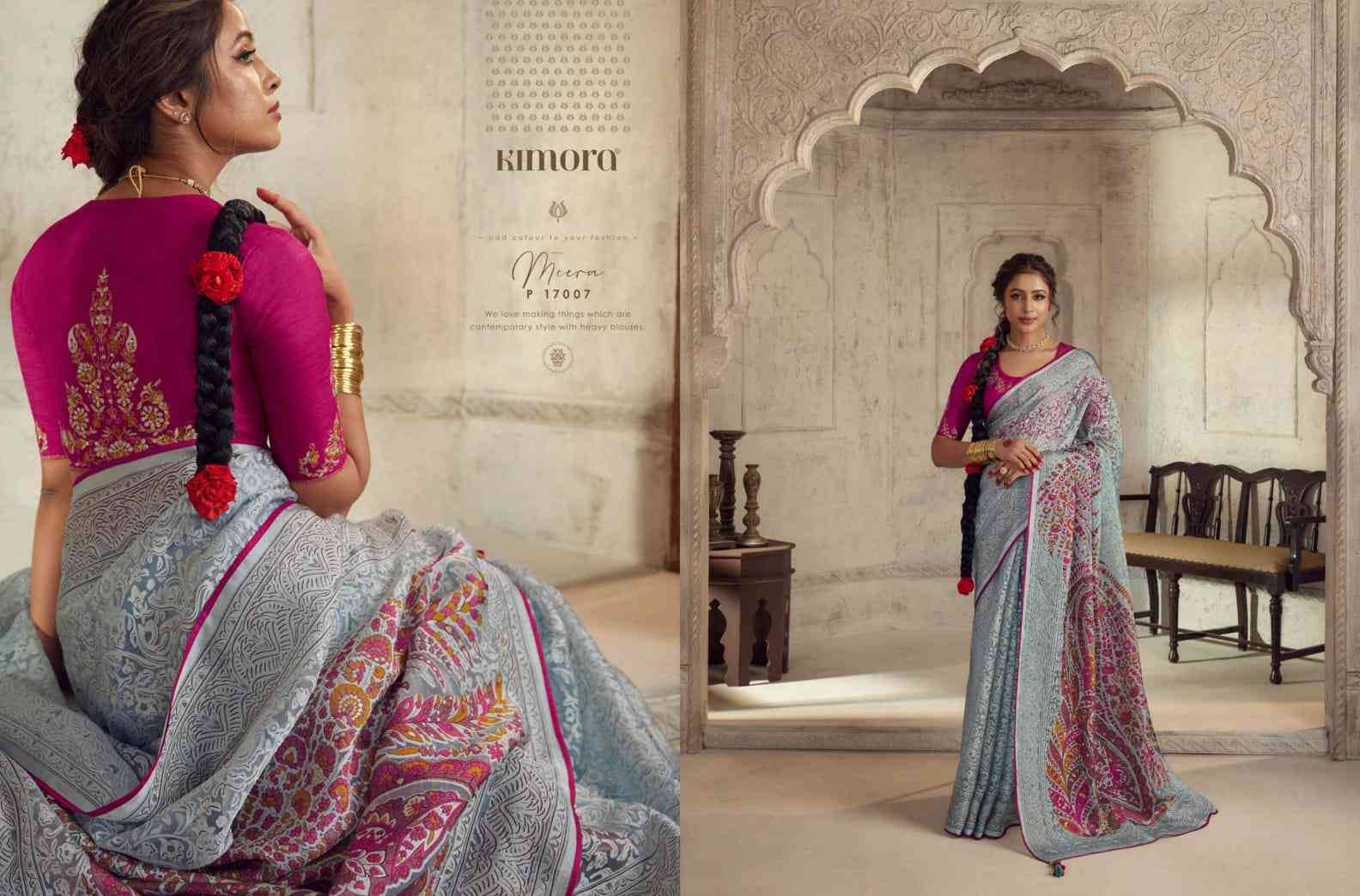 Meera Vol-13 By Kimora Fashion 17001 To 17011 Series Indian Traditional Wear Collection Beautiful Stylish Fancy Colorful Party Wear & Occasional Wear Organza Brasso Sarees At Wholesale Price